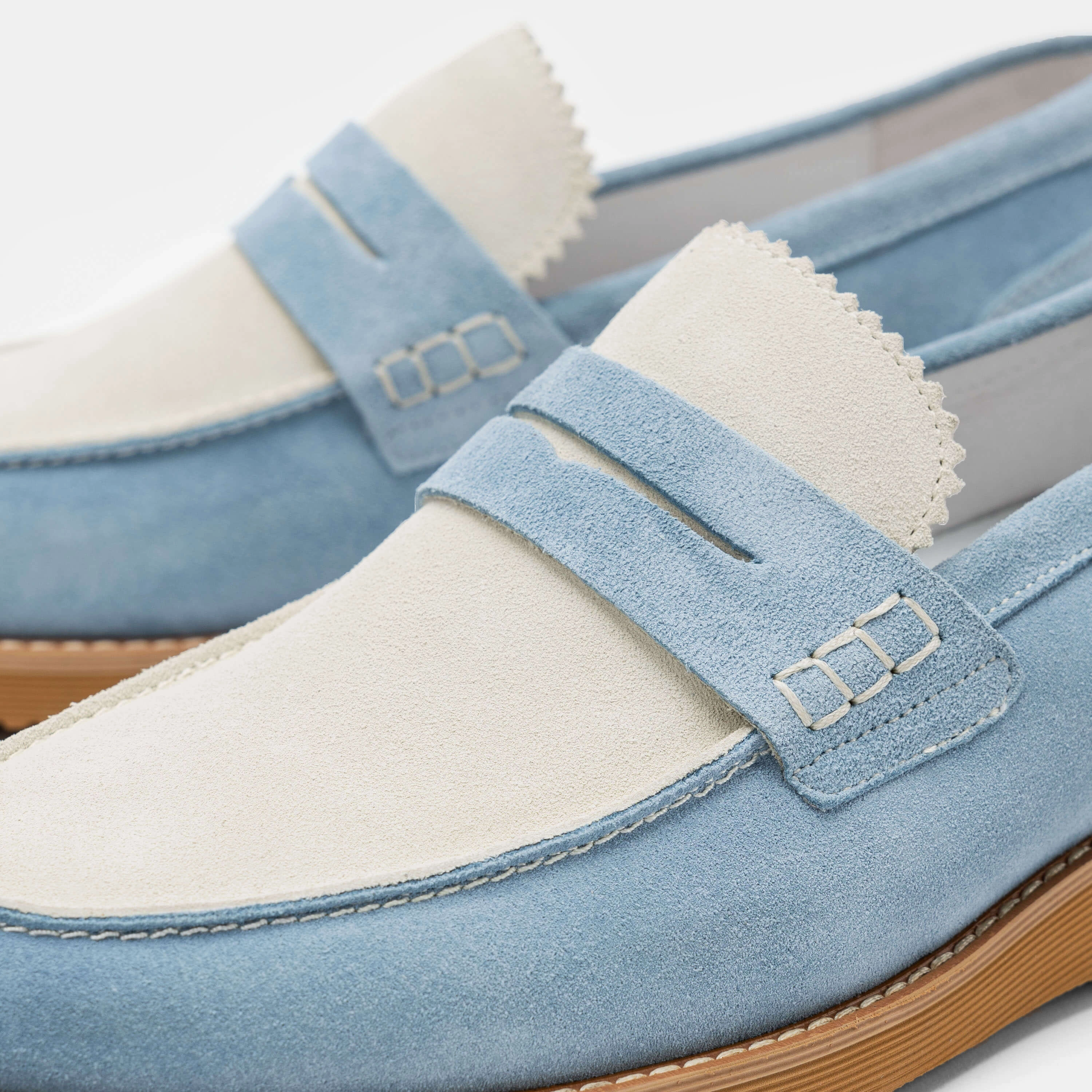 Abe Baby Blue Suede Penny Loafers Cloud Walk