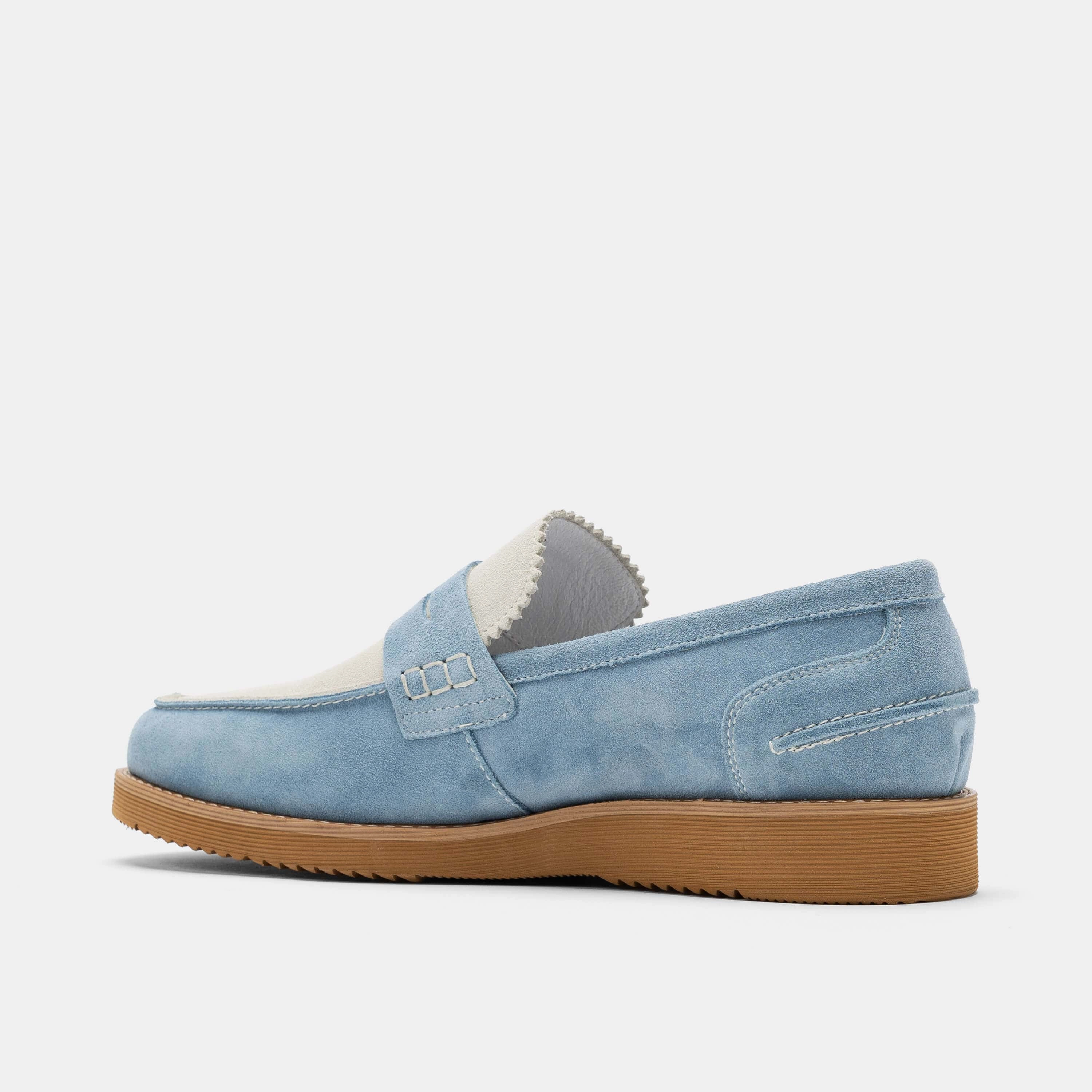 Abe Baby Blue Suede Penny Loafers Cloud Walk