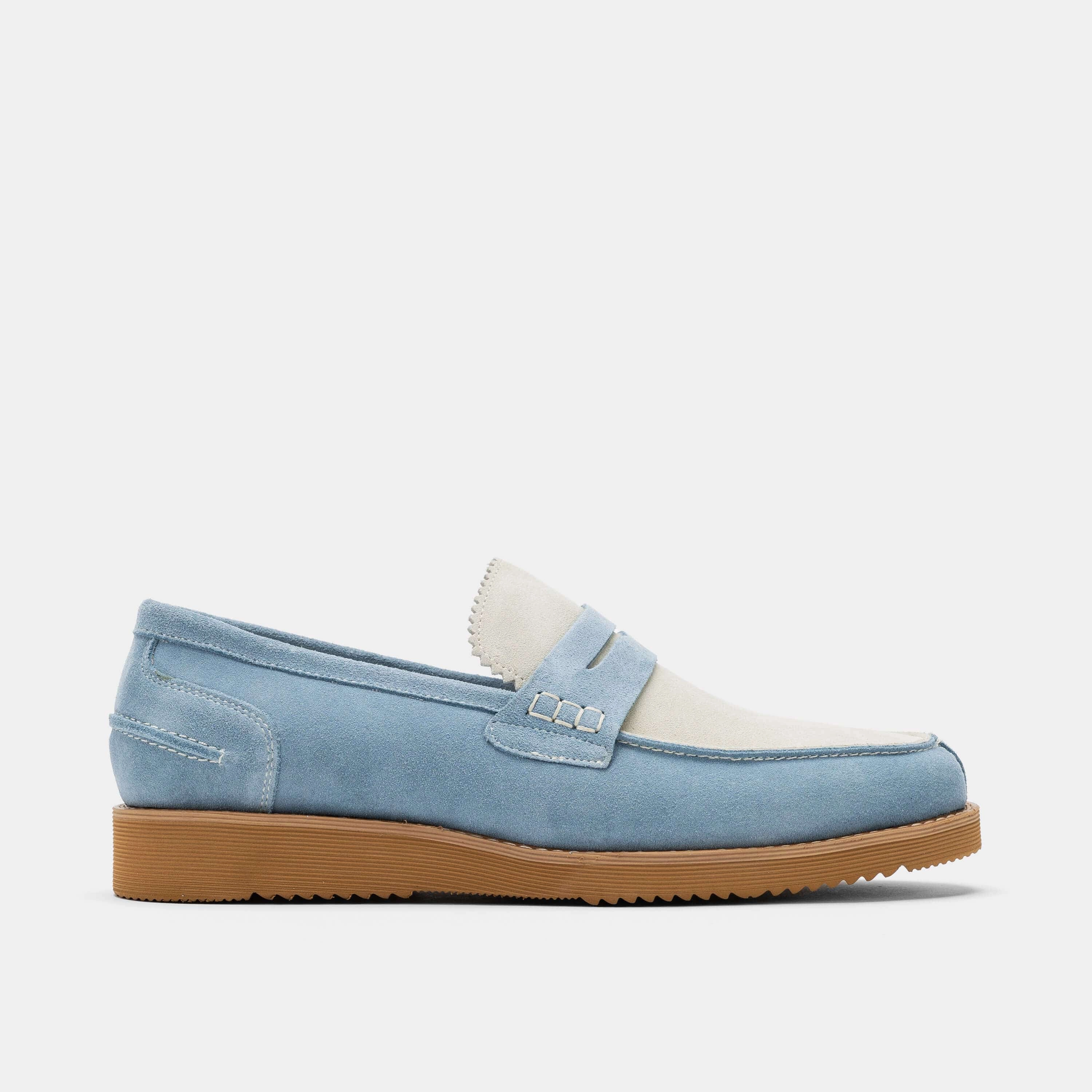 Year-Round Wear Abe Baby Blue Suede Penny Loafers
