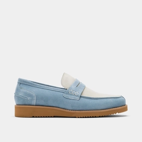 Year-Round Wear Abe Baby Blue Suede Penny Loafers