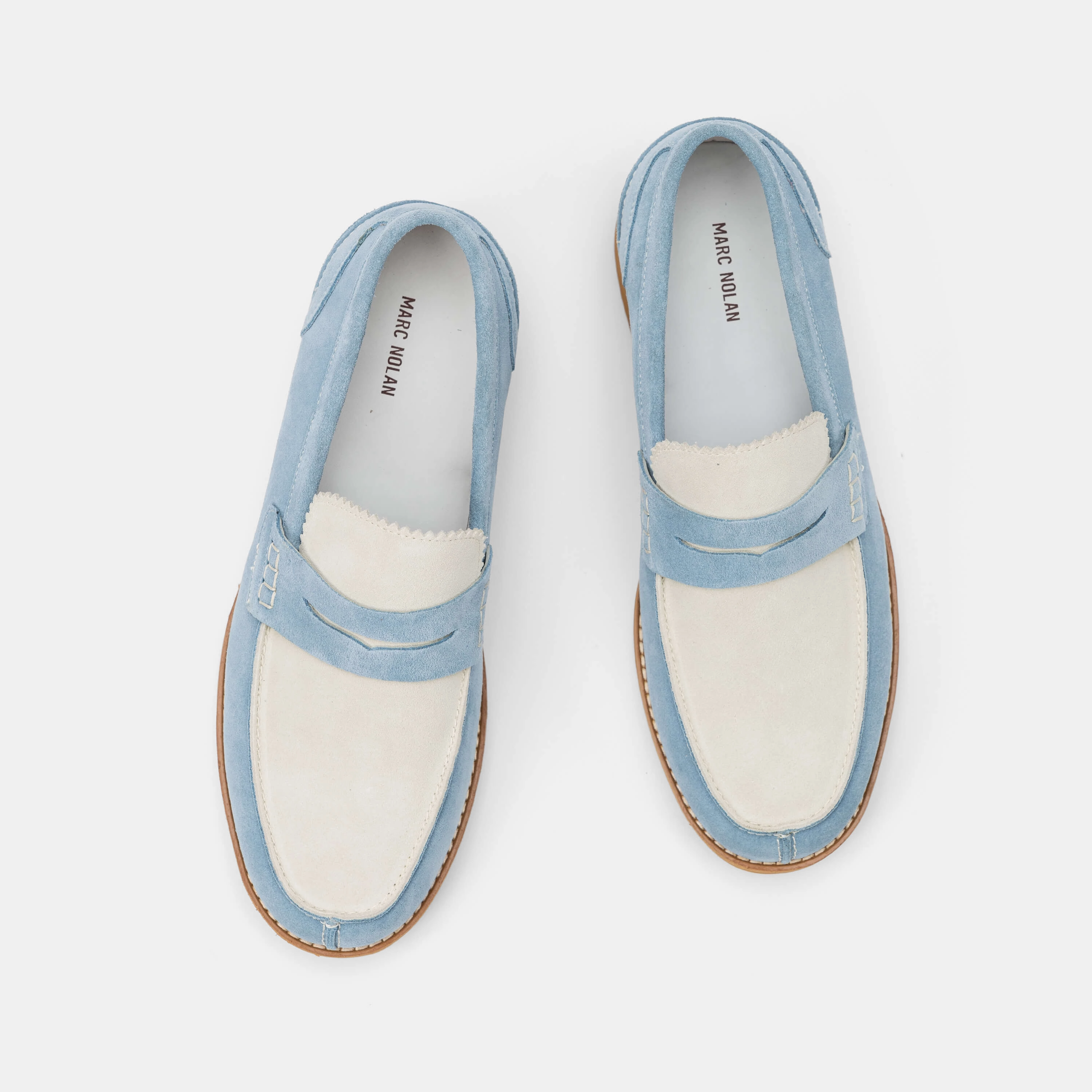 Abe Baby Blue Suede Penny Loafers Cloud Walk