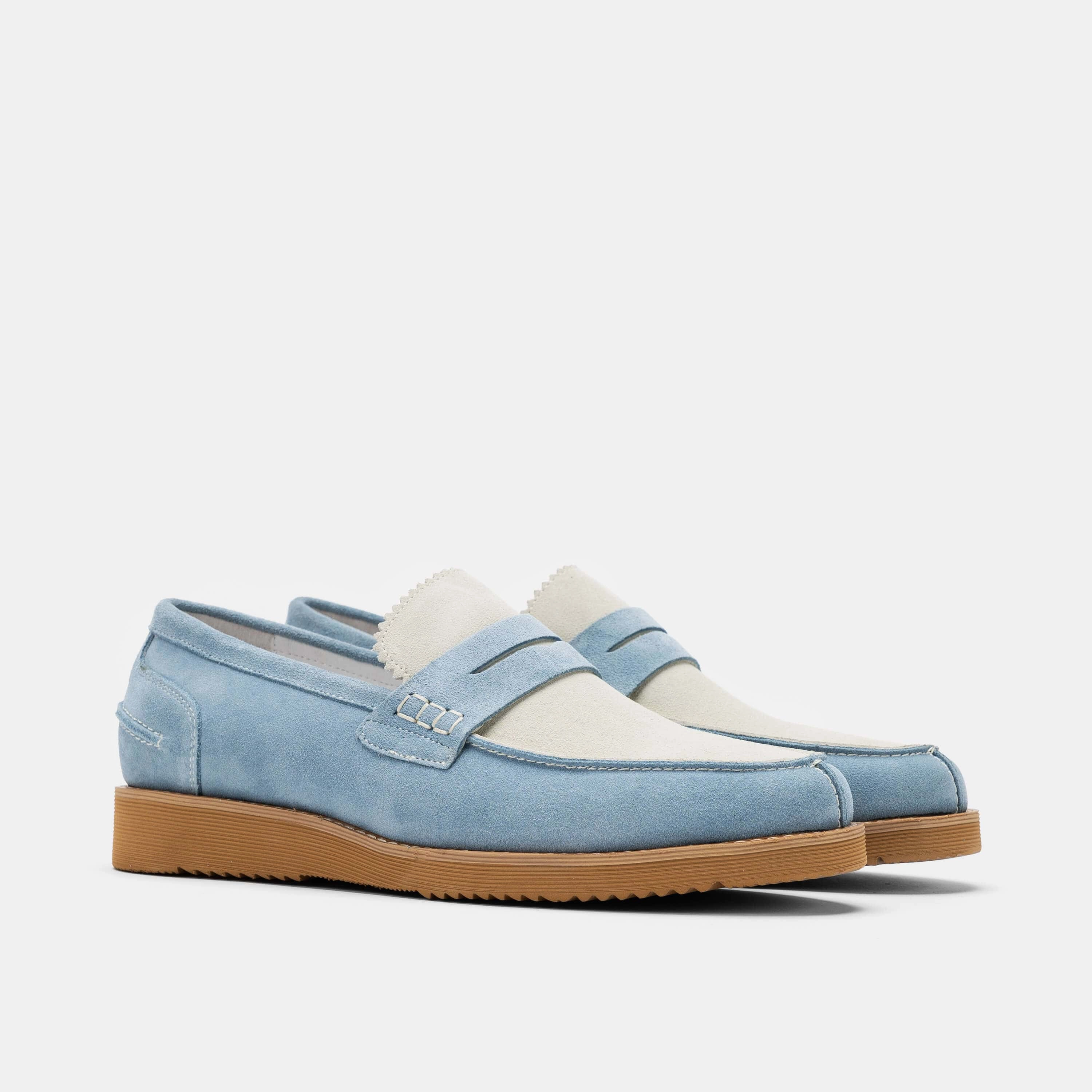 Abe Baby Blue Suede Penny Loafers Cloud Walk