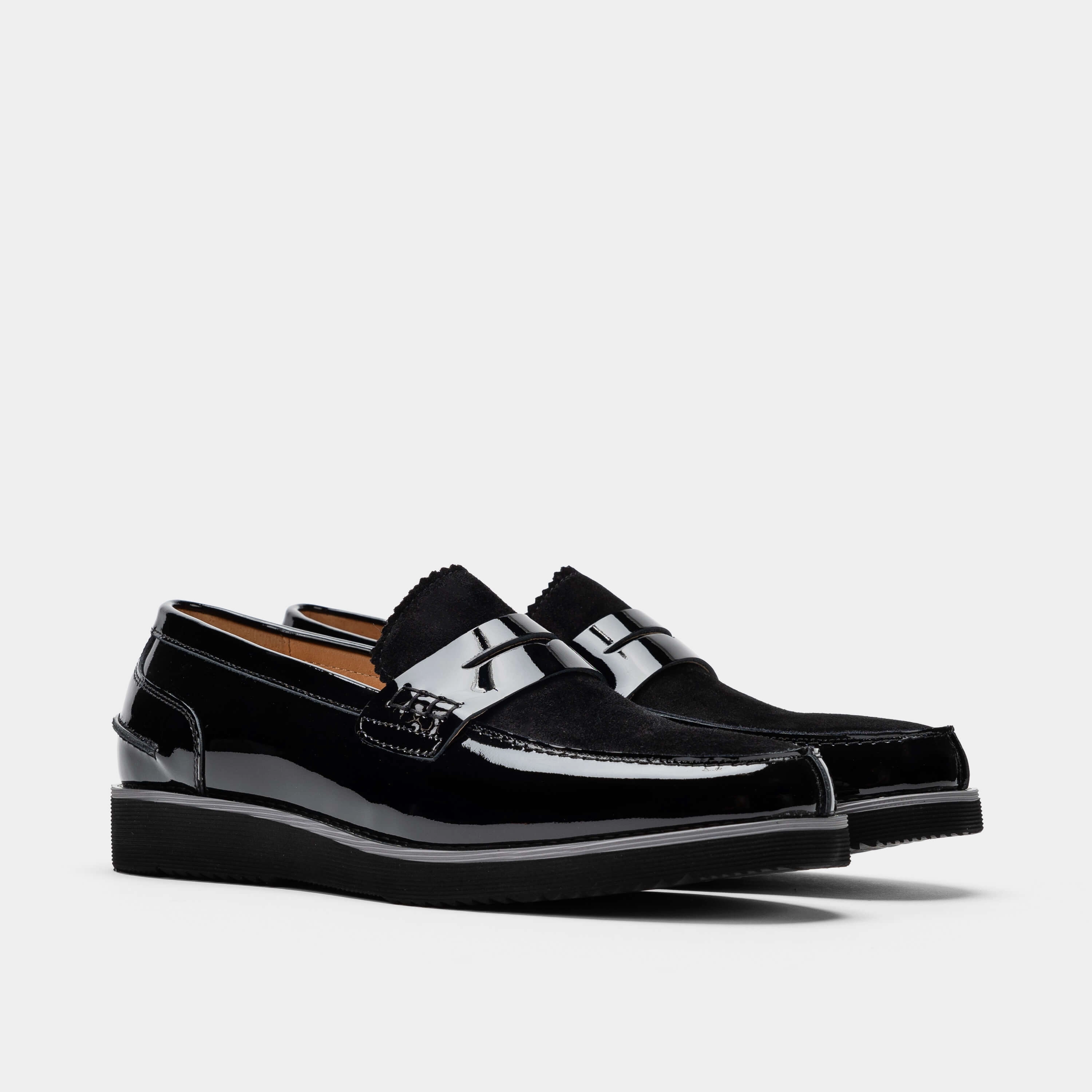 Abe Black Patent Leather Penny Loafers Casual Appeal