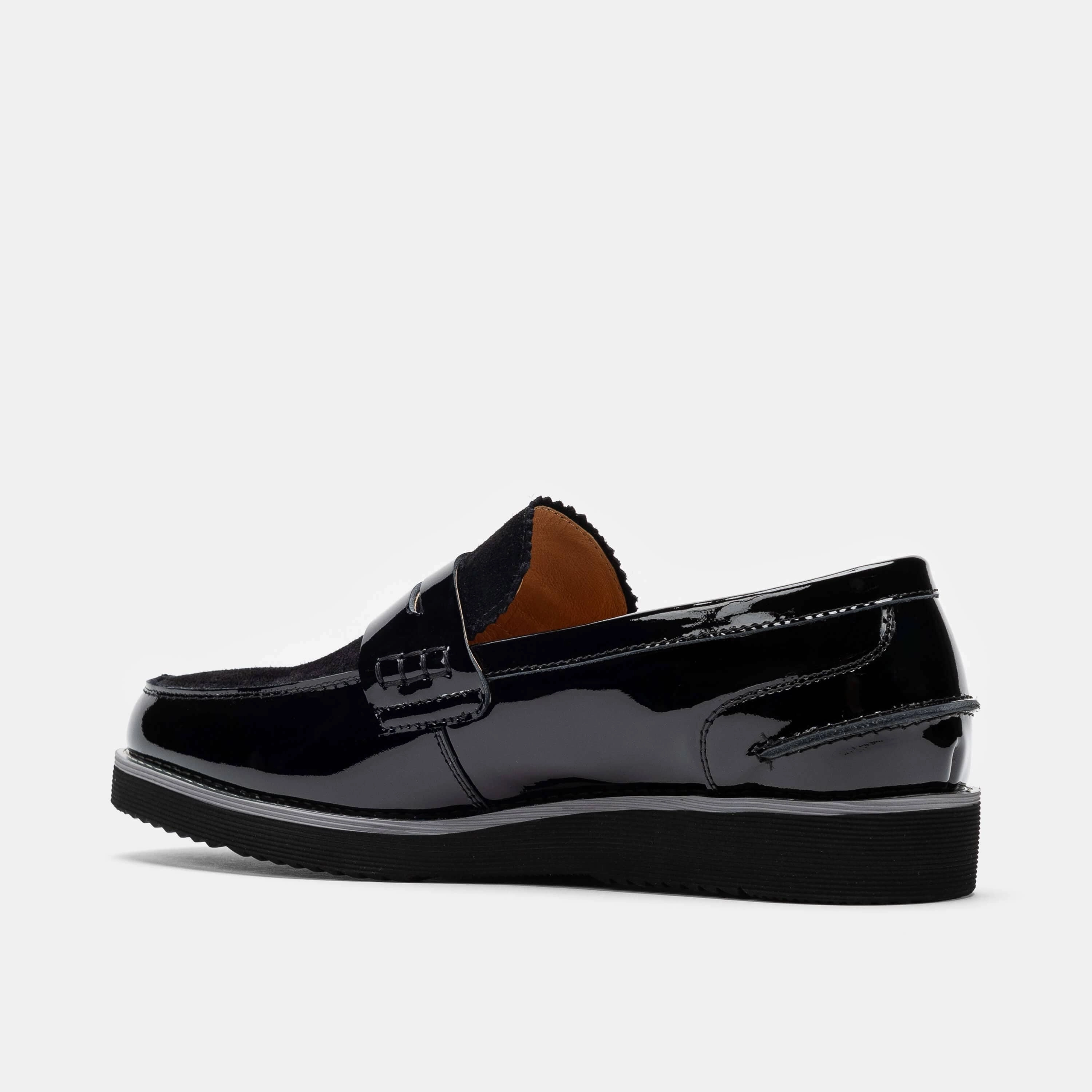 Abe Black Patent Leather Penny Loafers Casual Appeal