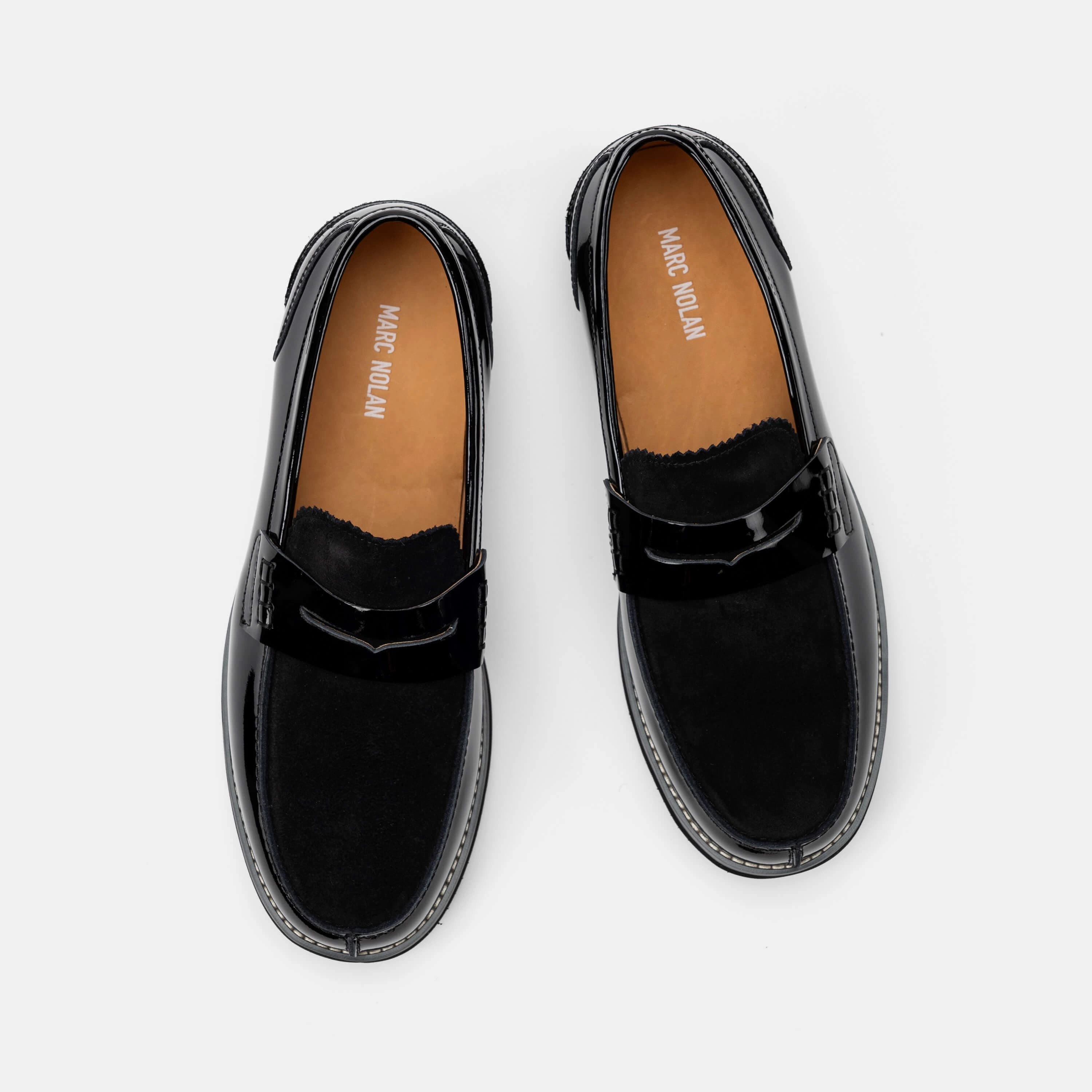 Abe Black Patent Leather Penny Loafers Casual Appeal