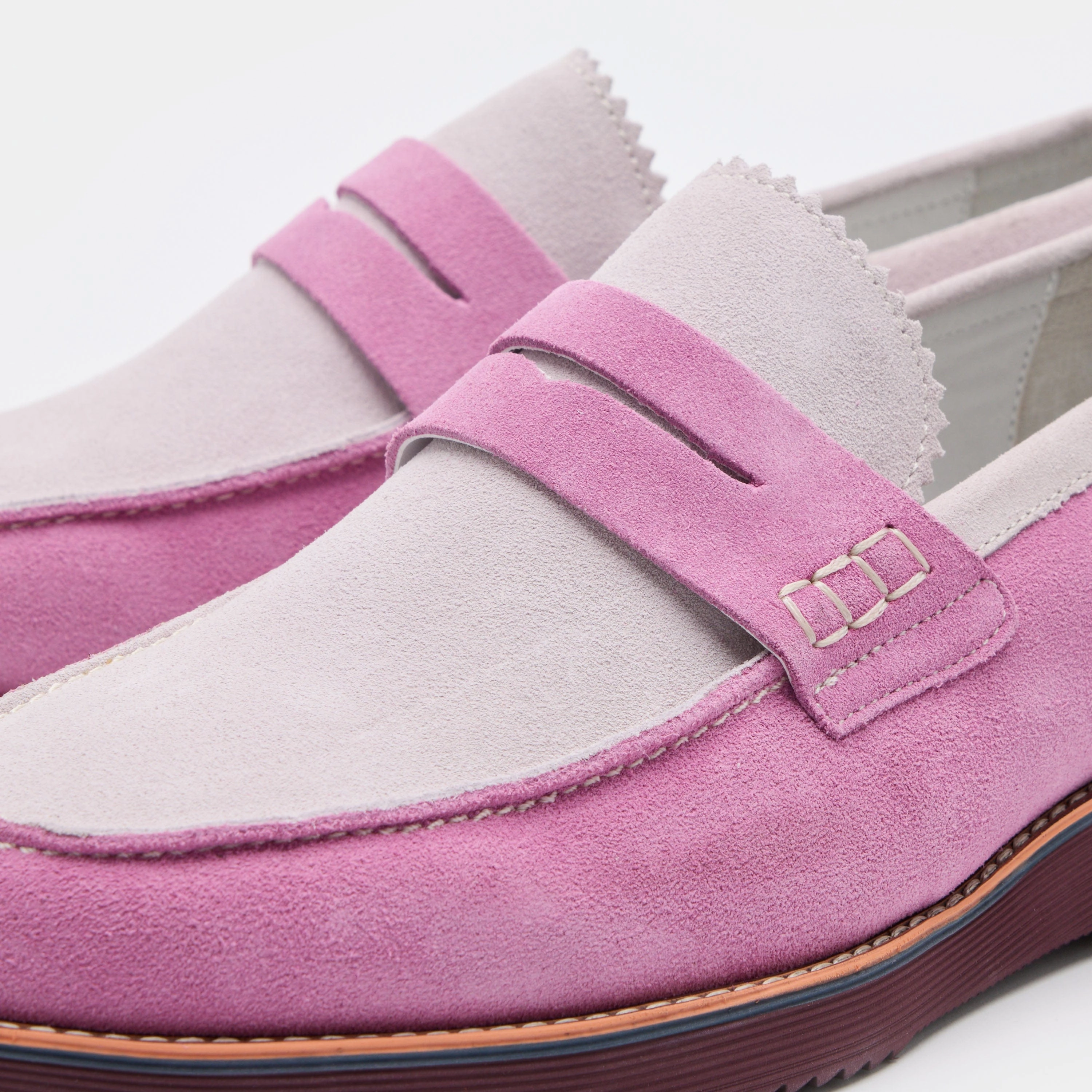 Abe Dusty Rose Suede Penny Loafers Travel Friendly