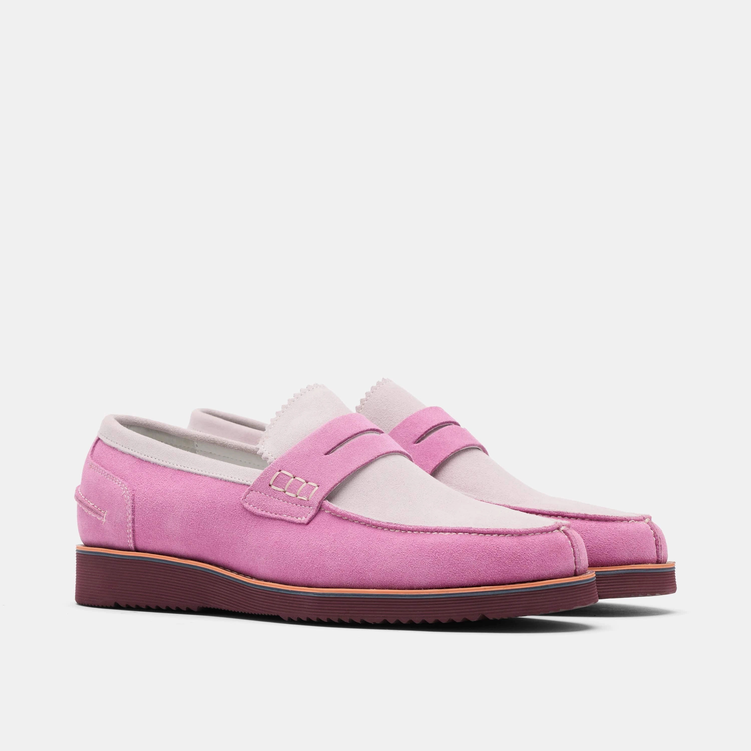 Abe Dusty Rose Suede Penny Loafers Travel Friendly