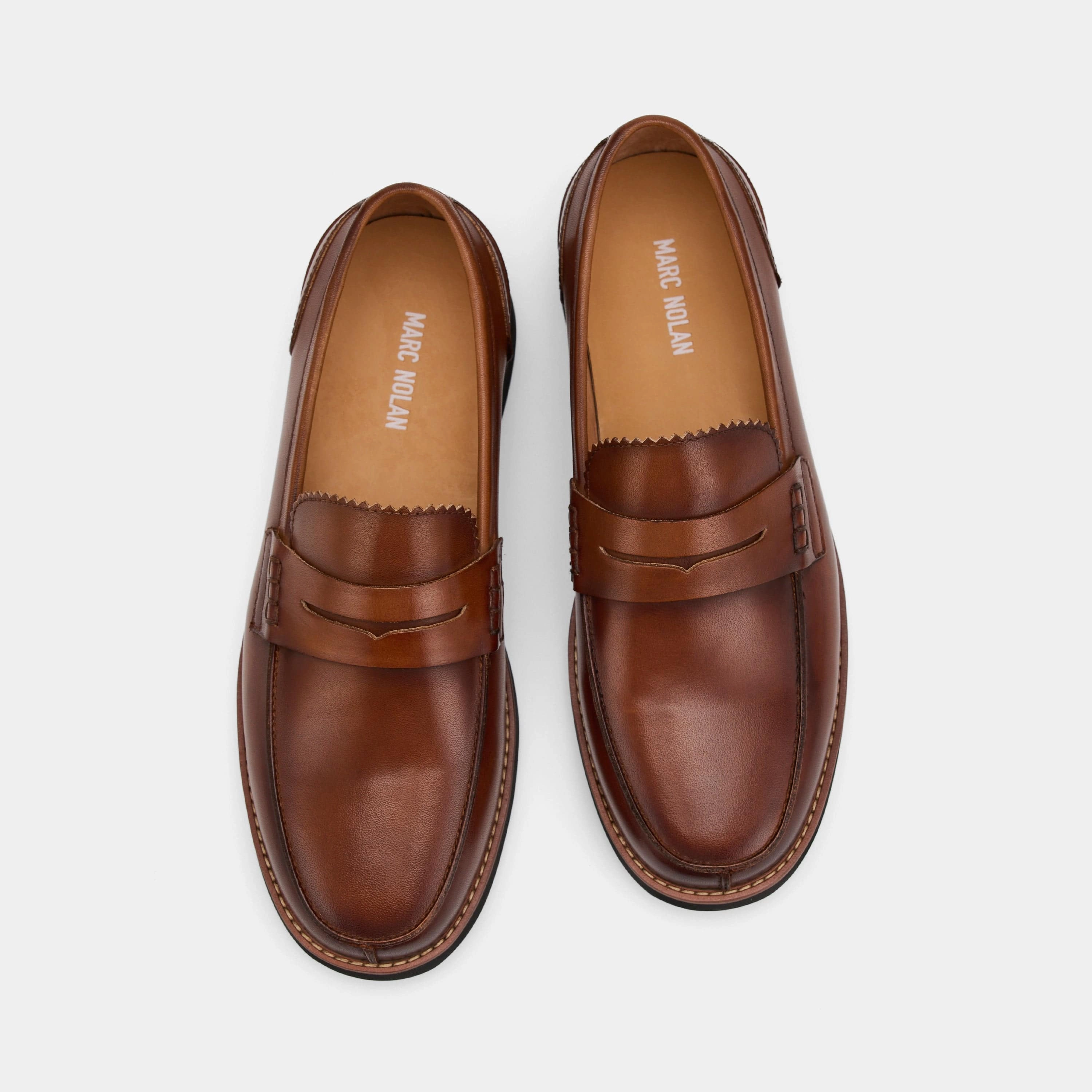 Abe Mahogany Leather Penny Loafers Modern Minimalism
