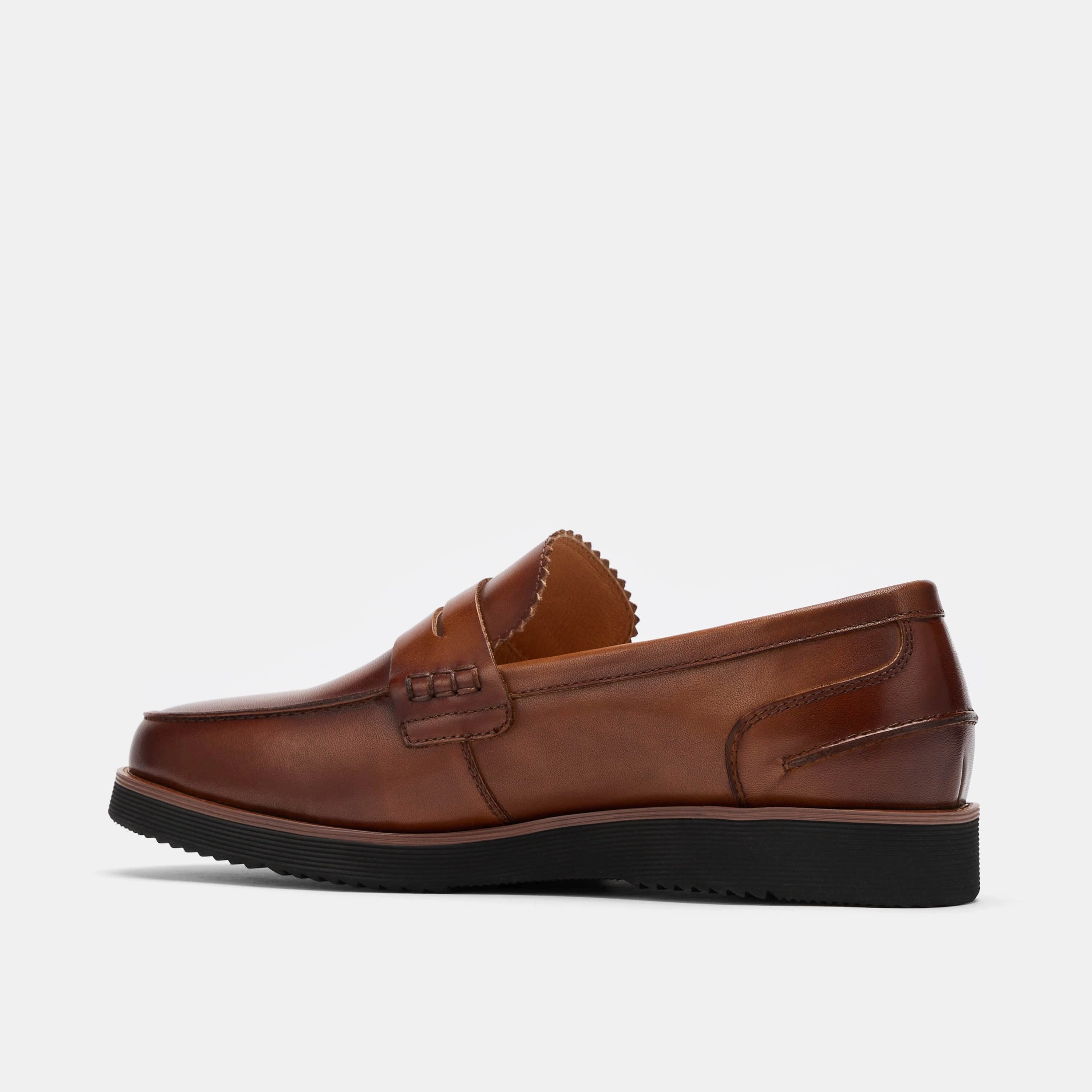 Abe Mahogany Leather Penny Loafers Modern Minimalism