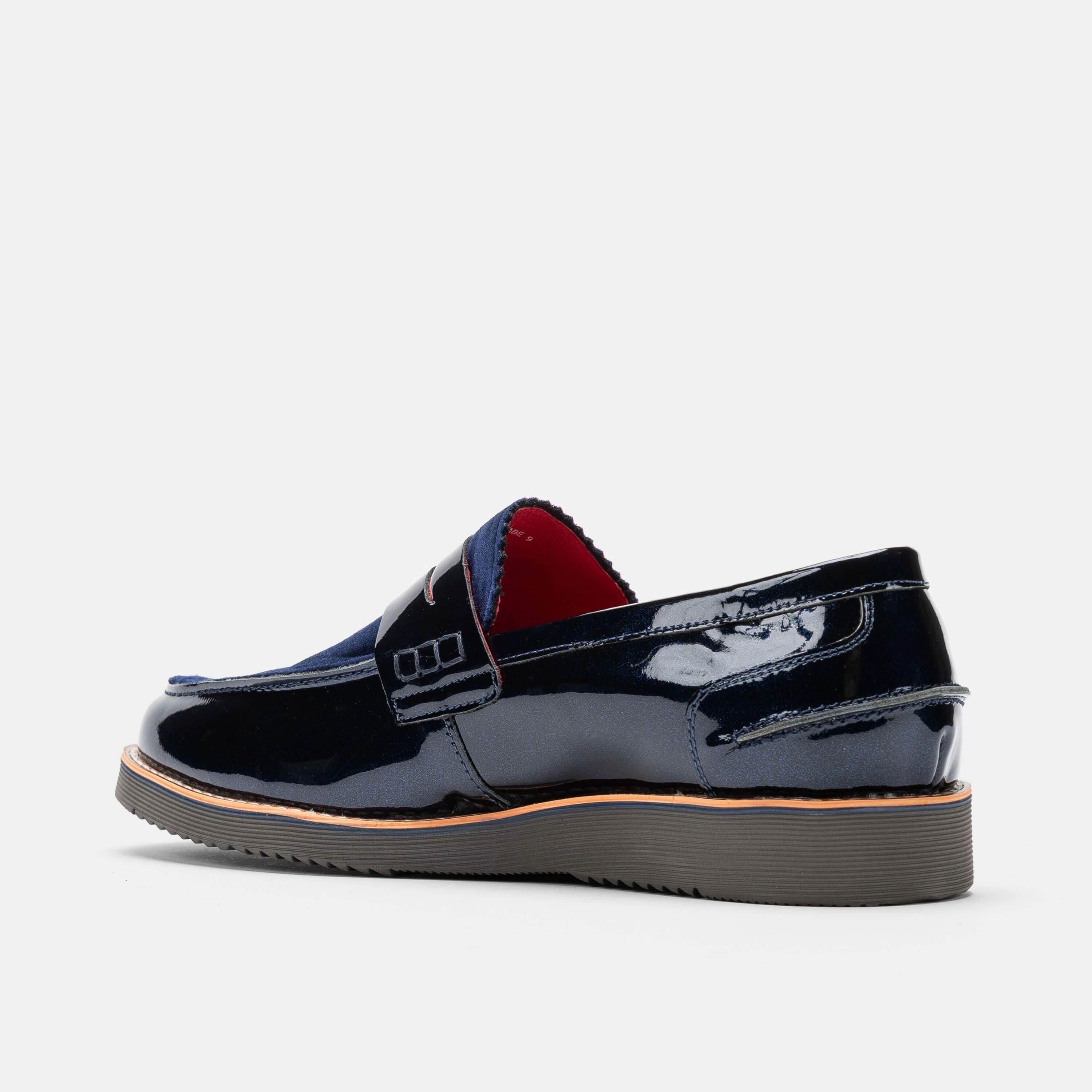 Abe Navy Patent Leather Penny Loafers Handcrafted Quality