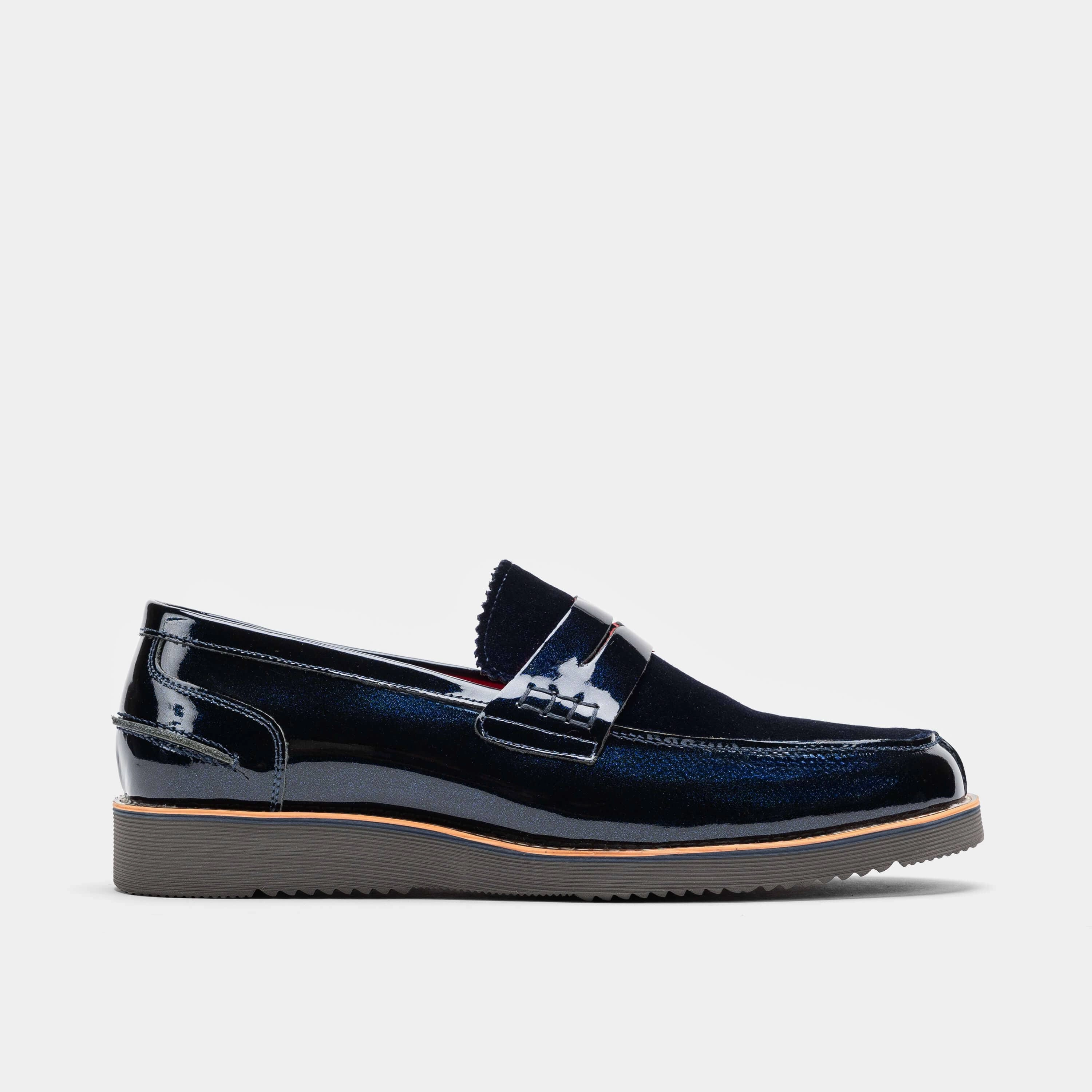 Business Meeting Abe Navy Patent Leather Penny Loafers