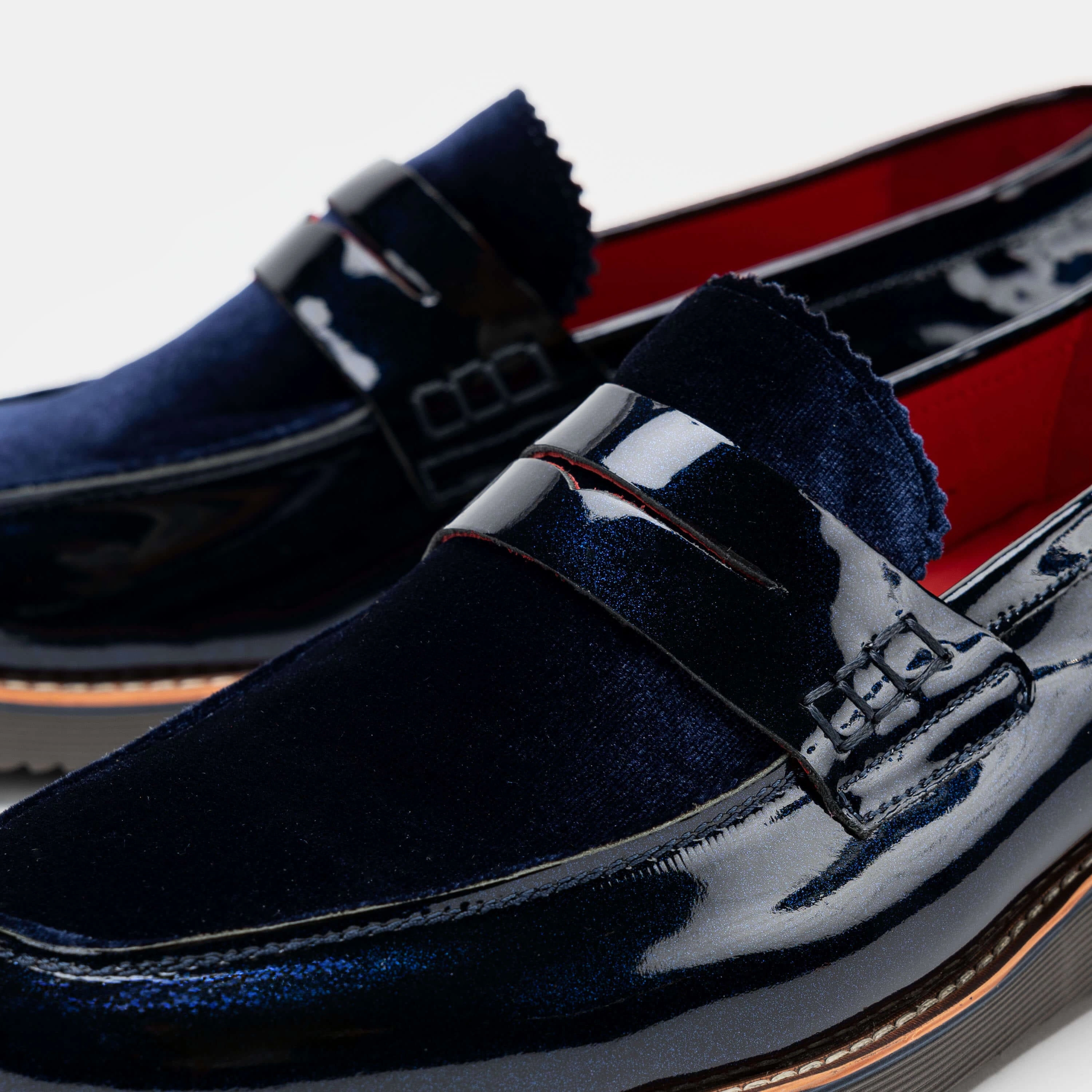 Abe Navy Patent Leather Penny Loafers Handcrafted Quality
