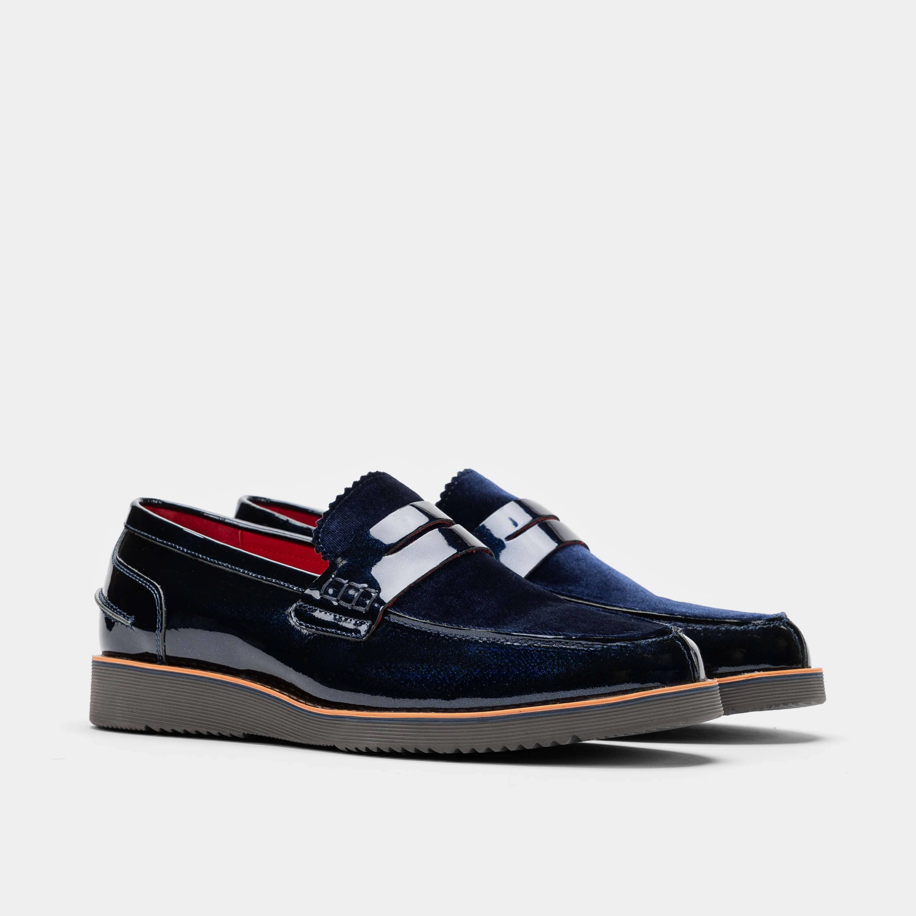 Abe Navy Patent Leather Penny Loafers Handcrafted Quality