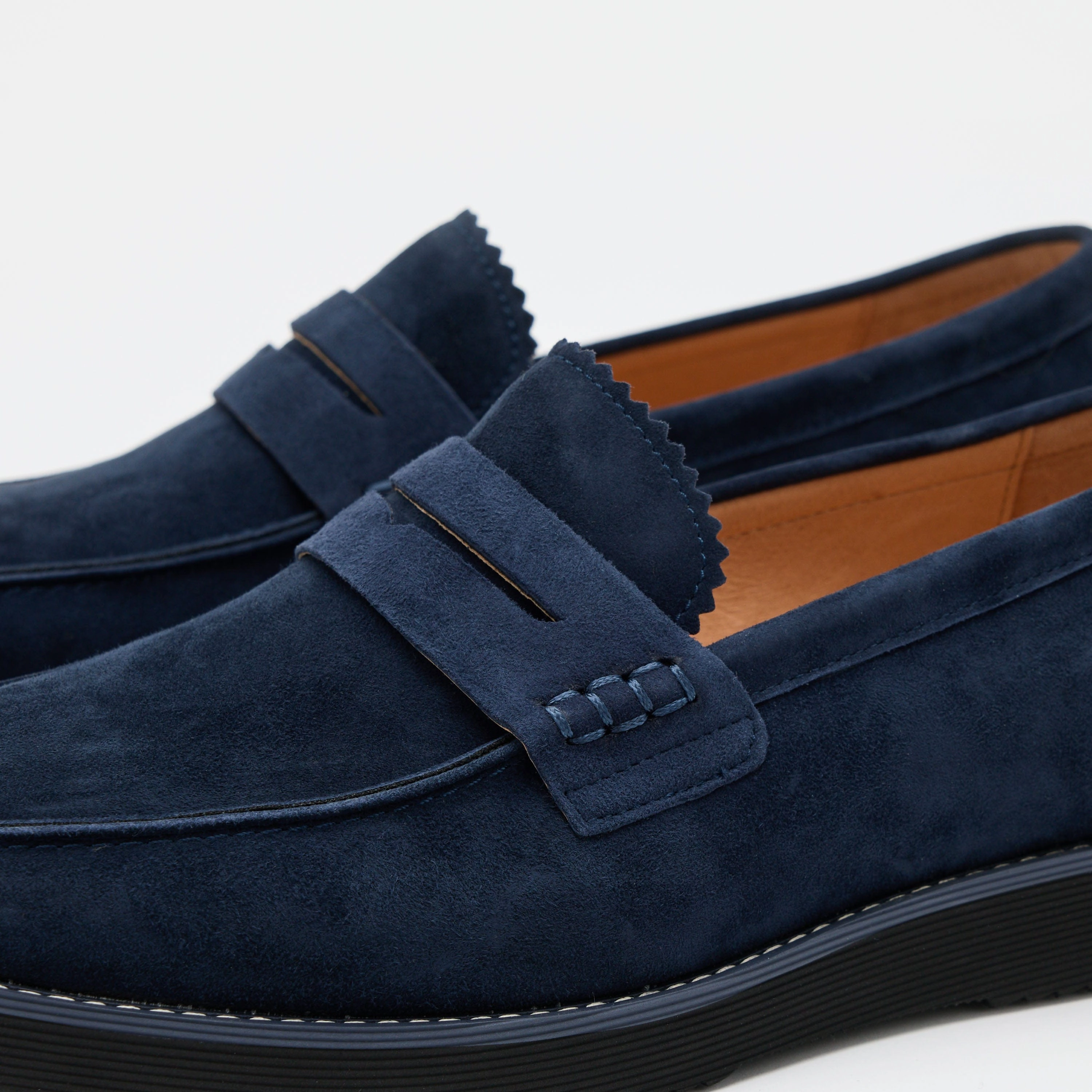 Abe Navy Suede Penny Loafers Soft Journey