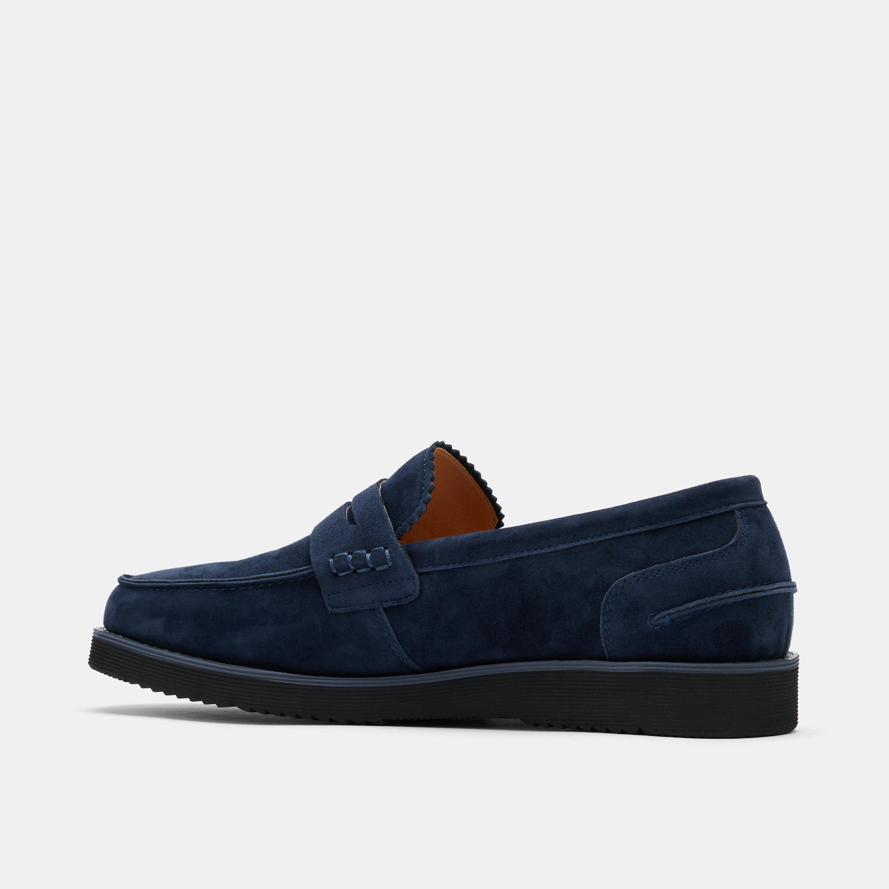 Abe Navy Suede Penny Loafers Soft Journey
