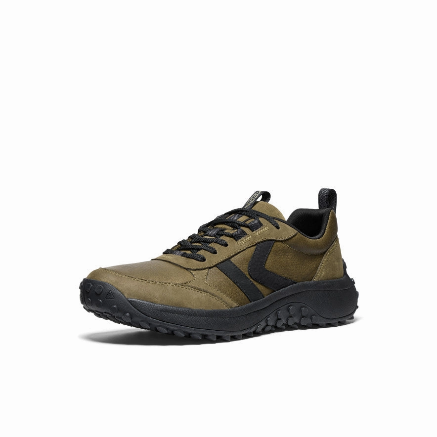 Active Breeze Men's KS86 Leather Sneaker  |  Dark Olive/Black