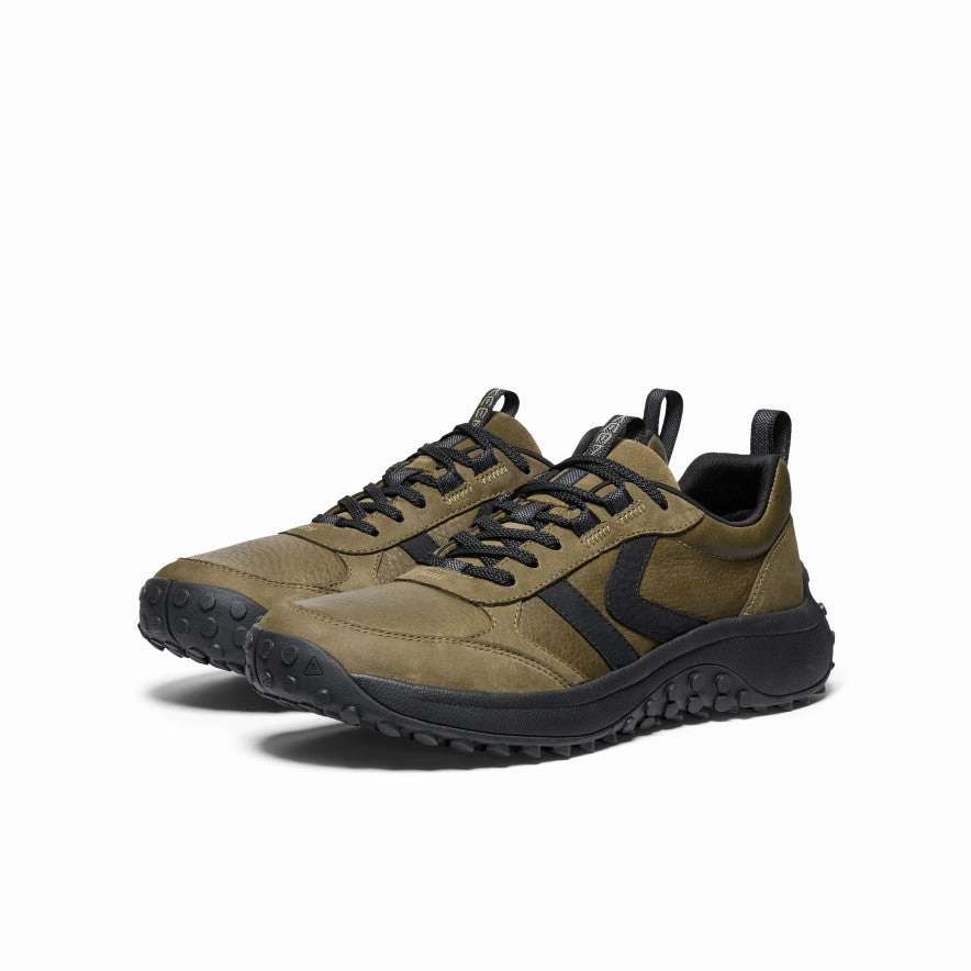 Active Breeze Men's KS86 Leather Sneaker  |  Dark Olive/Black