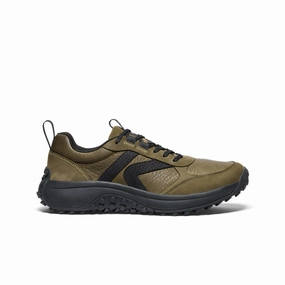 Comfortable Fashion Men's KS86 Leather Sneaker  |  Dark Olive/Black