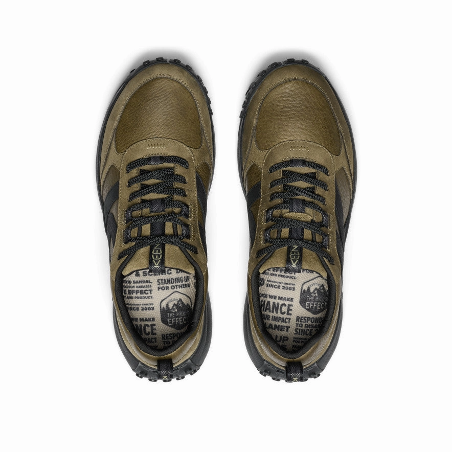 Active Breeze Men's KS86 Leather Sneaker  |  Dark Olive/Black