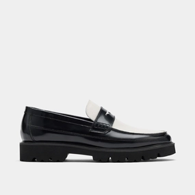 All-Purpose Shoes Adler Black/White Leather Lug Penny Loafers