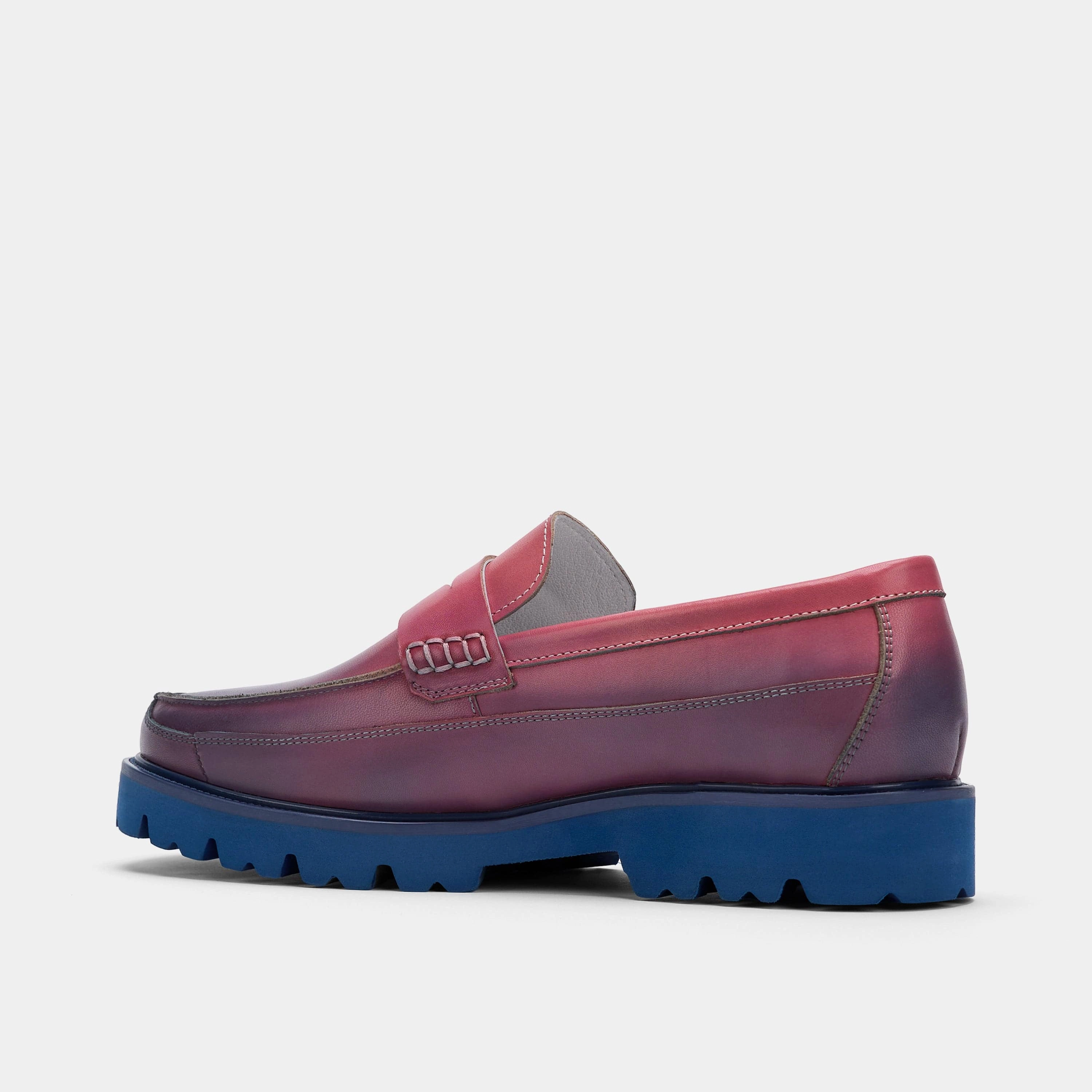 Adler Blue Purple Ombr?? Leather Penny Loafers Breathable mesh
