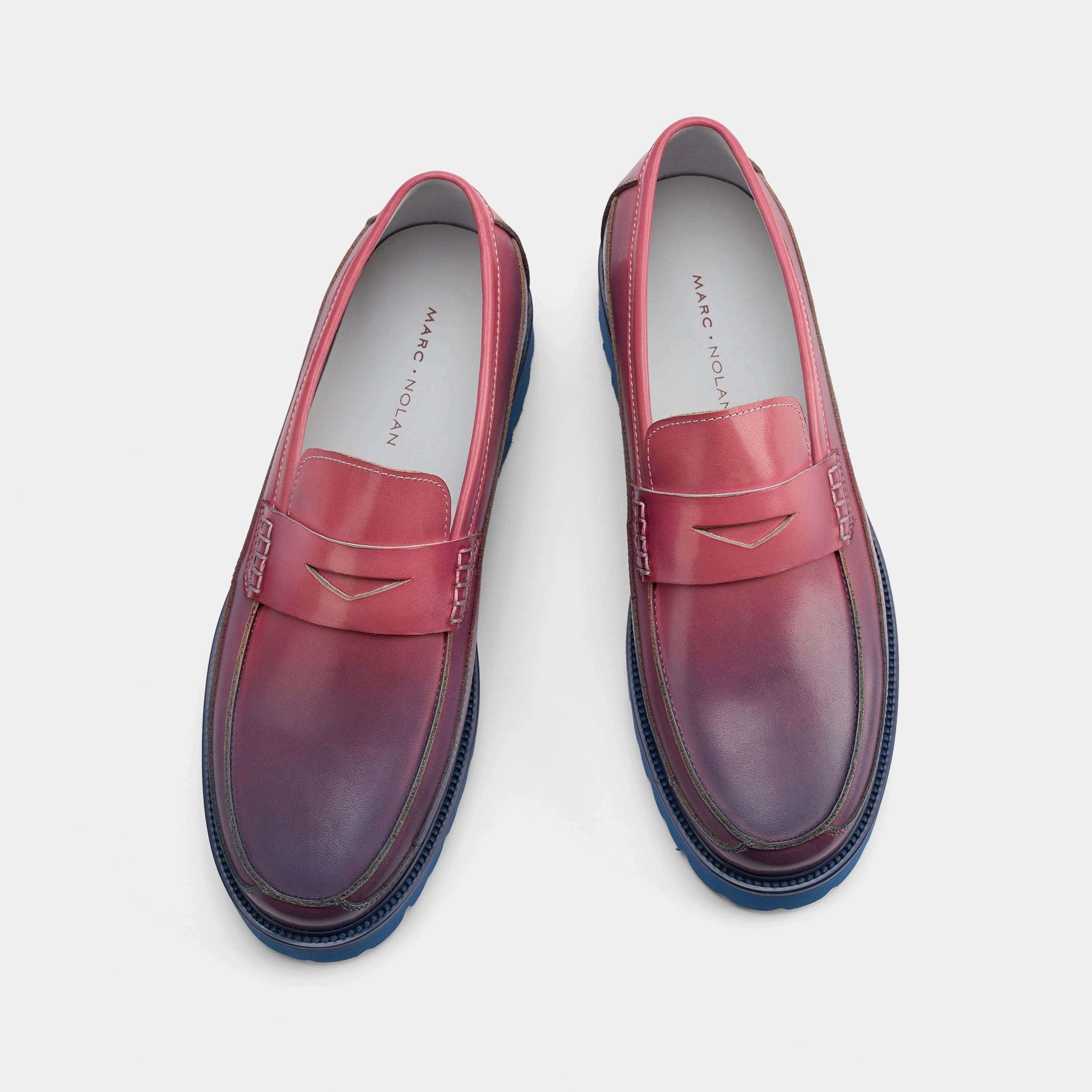 Adler Blue Purple Ombr?? Leather Penny Loafers Breathable mesh