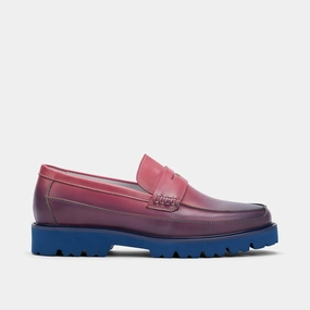 Adler Blue Purple Ombr?? Leather Penny Loafers Comfortable Cushioning