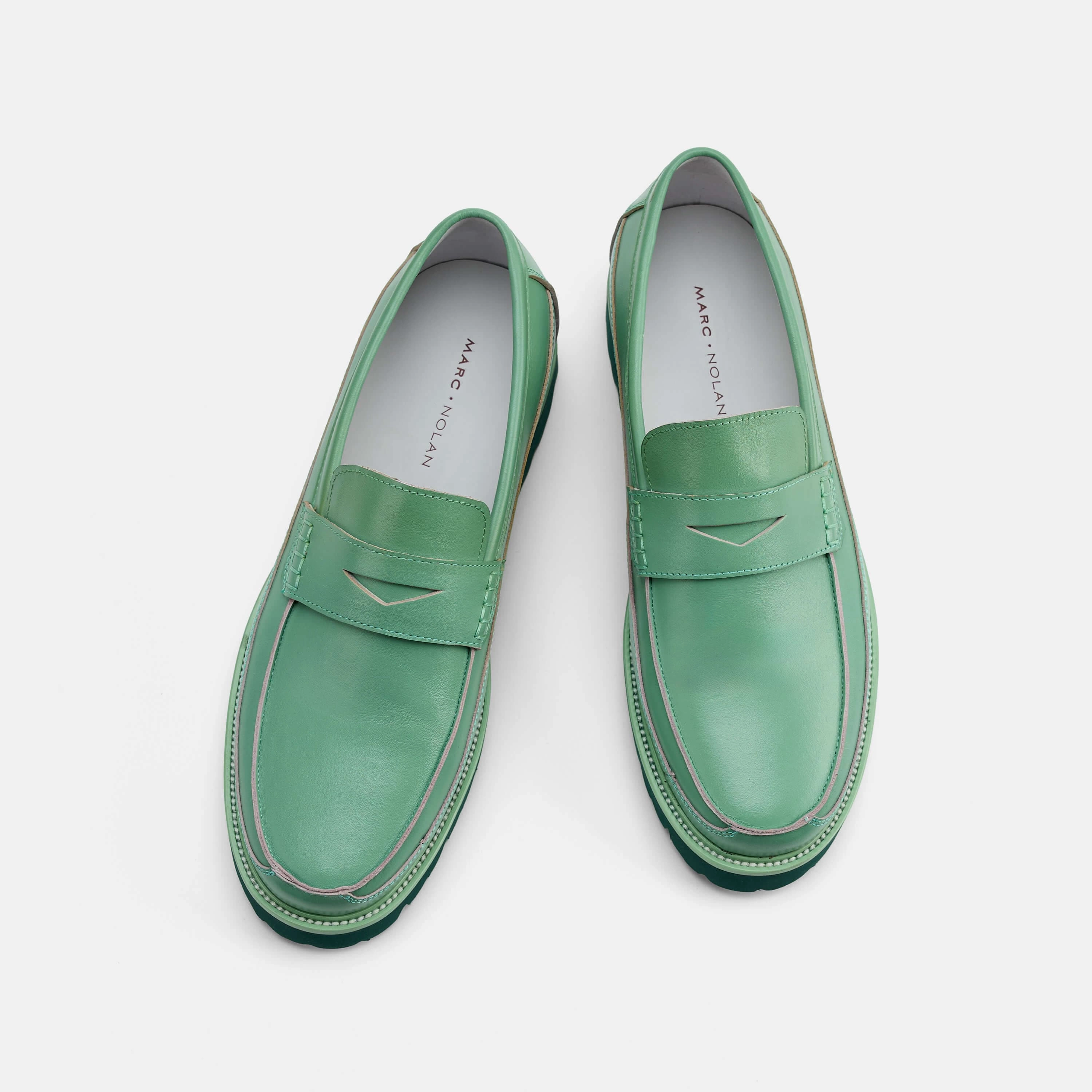 Adler Green Ombr?? Leather Penny Loafers All-Purpose Comfort