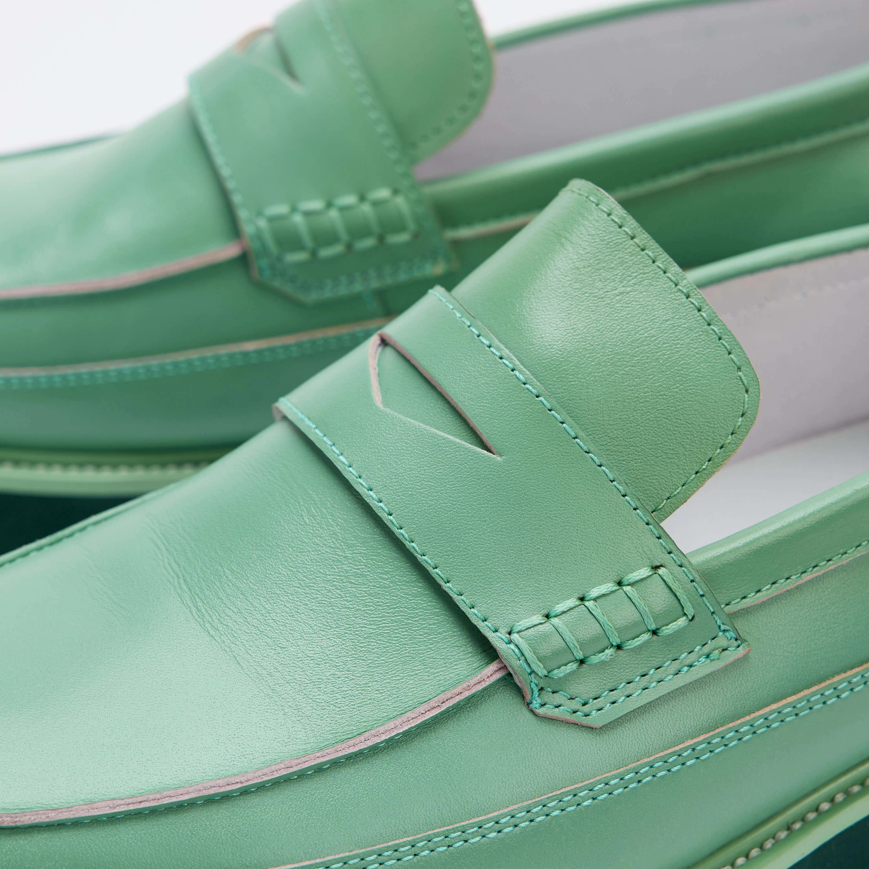 Adler Green Ombr?? Leather Penny Loafers All-Purpose Comfort