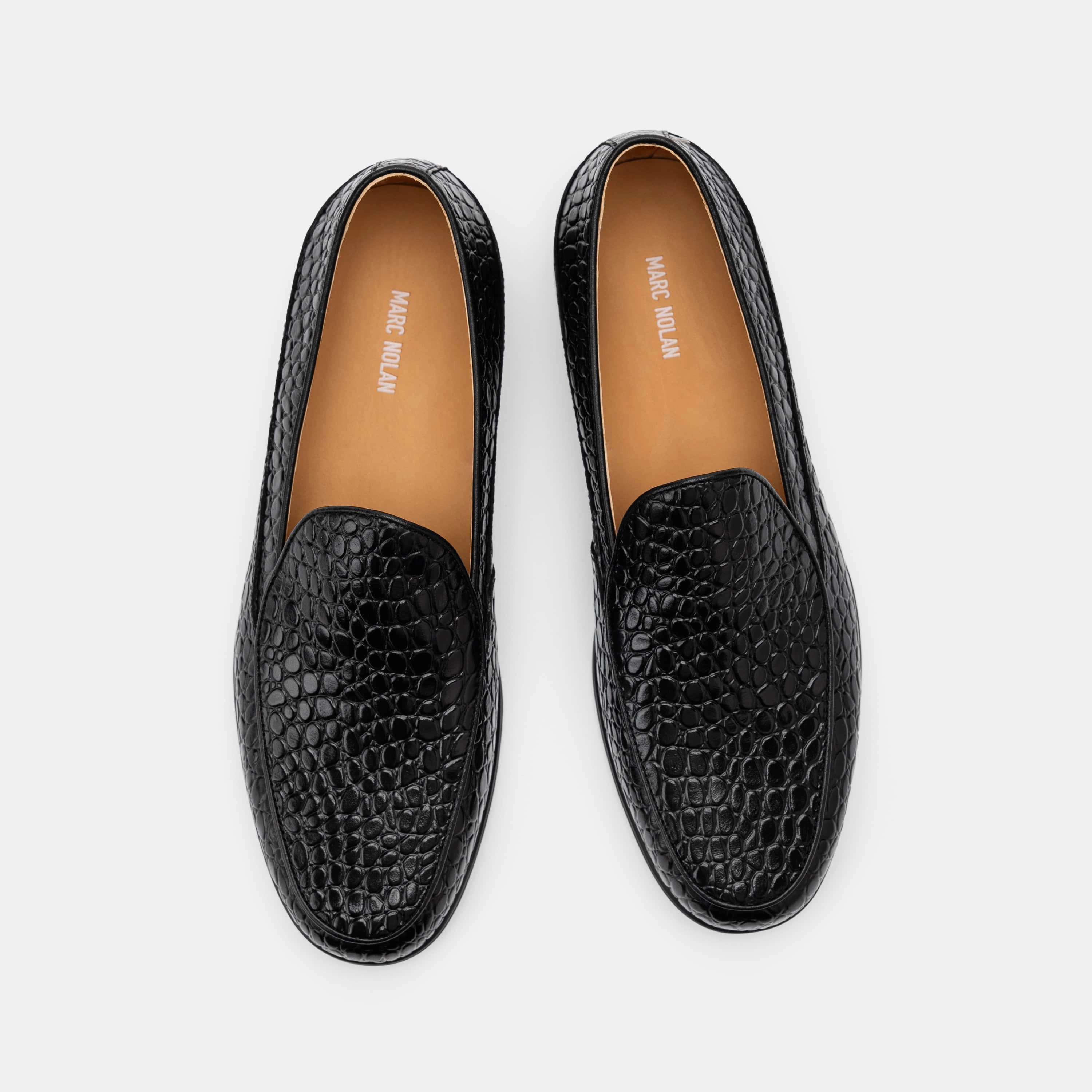 Alessandro Black Croc Leather Venetian Loafers Trendy Tread