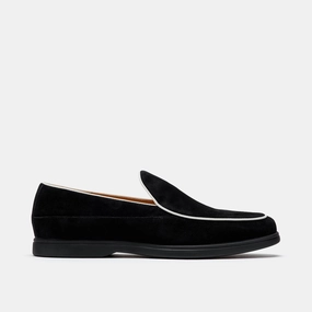 Knit Upper Alessandro Black Suede Venetian Loafers