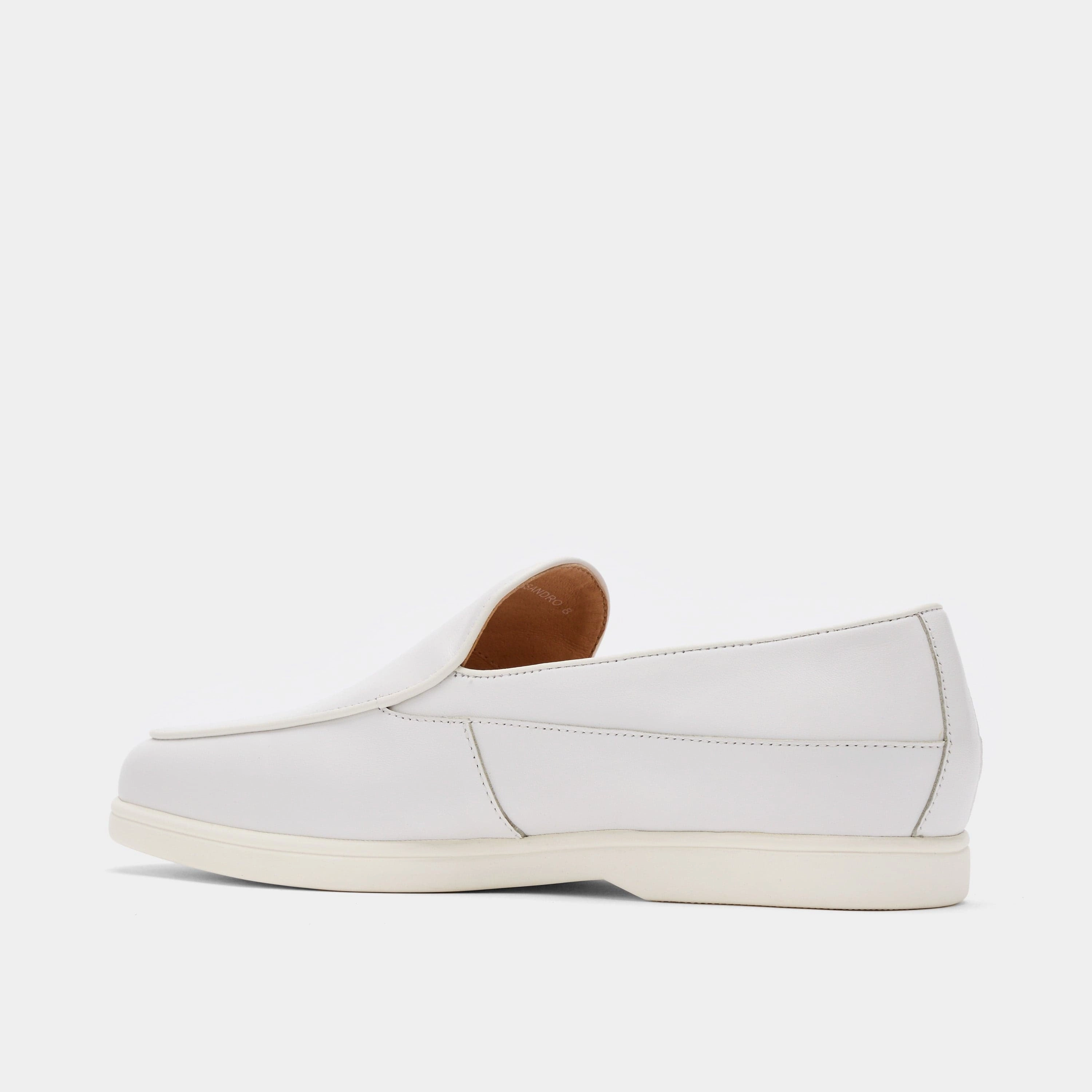 Alessandro White Leather Venetian Loafers Lightweight Sole
