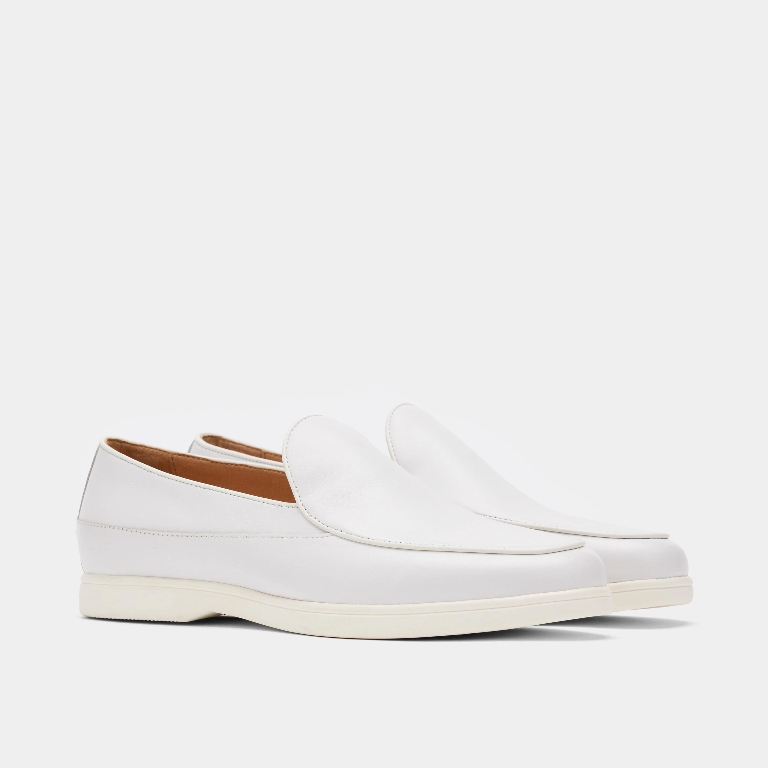 Alessandro White Leather Venetian Loafers Lightweight Sole