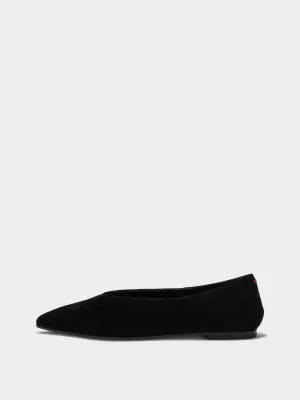 Moa Suede Pointed-Toe Flats Smooth Lining Design Sleek Look