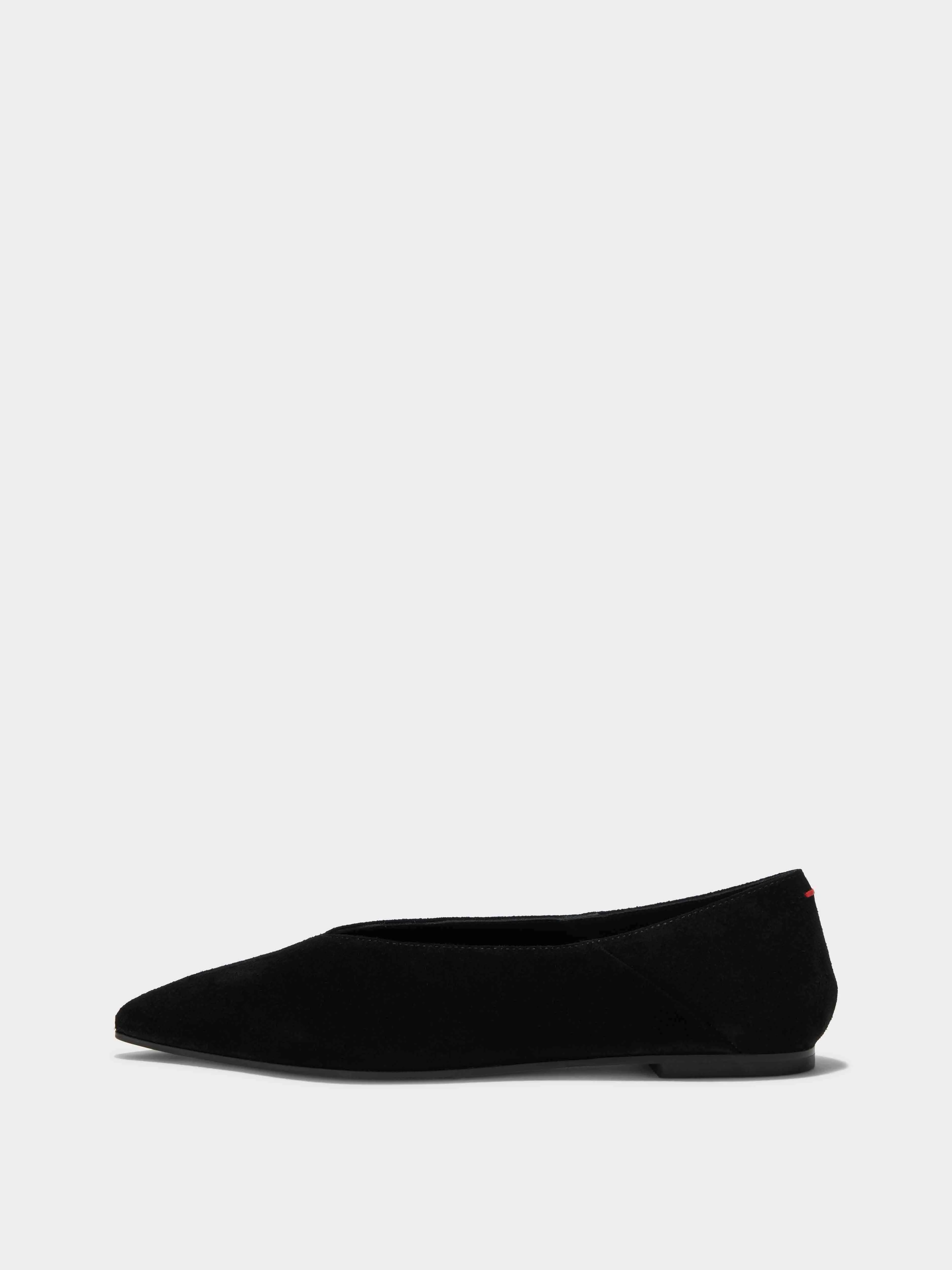 Moa Suede Pointed-Toe Flats Smooth Lining Design Sleek Look