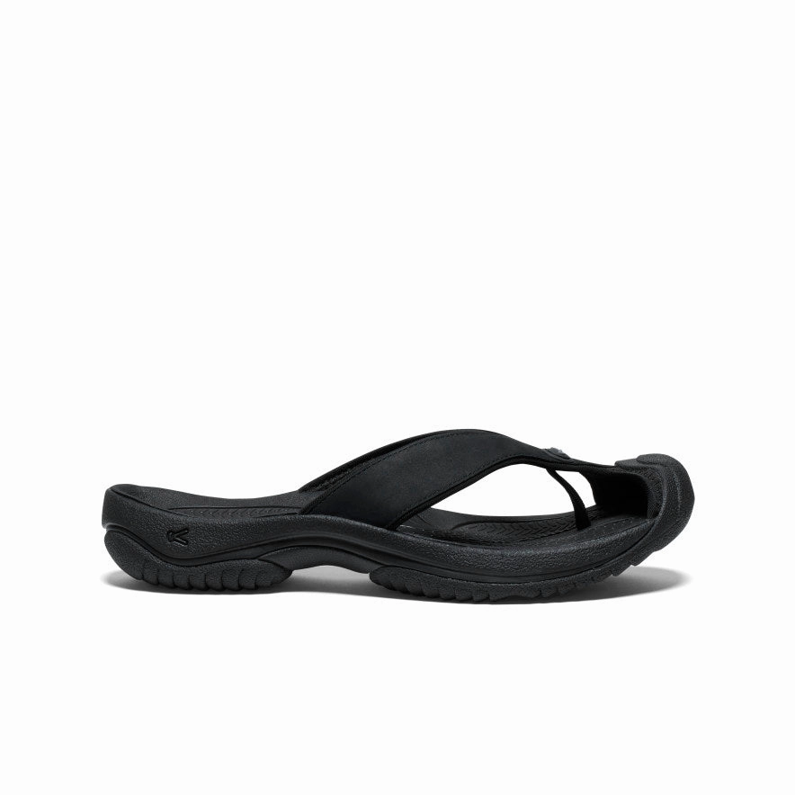Men's Waimea Leather Flip-Flop  |  Black/Black Jogging Gear Cushioned Support