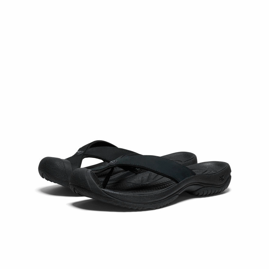 All Day Men's Waimea Leather Flip-Flop  |  Black/Black