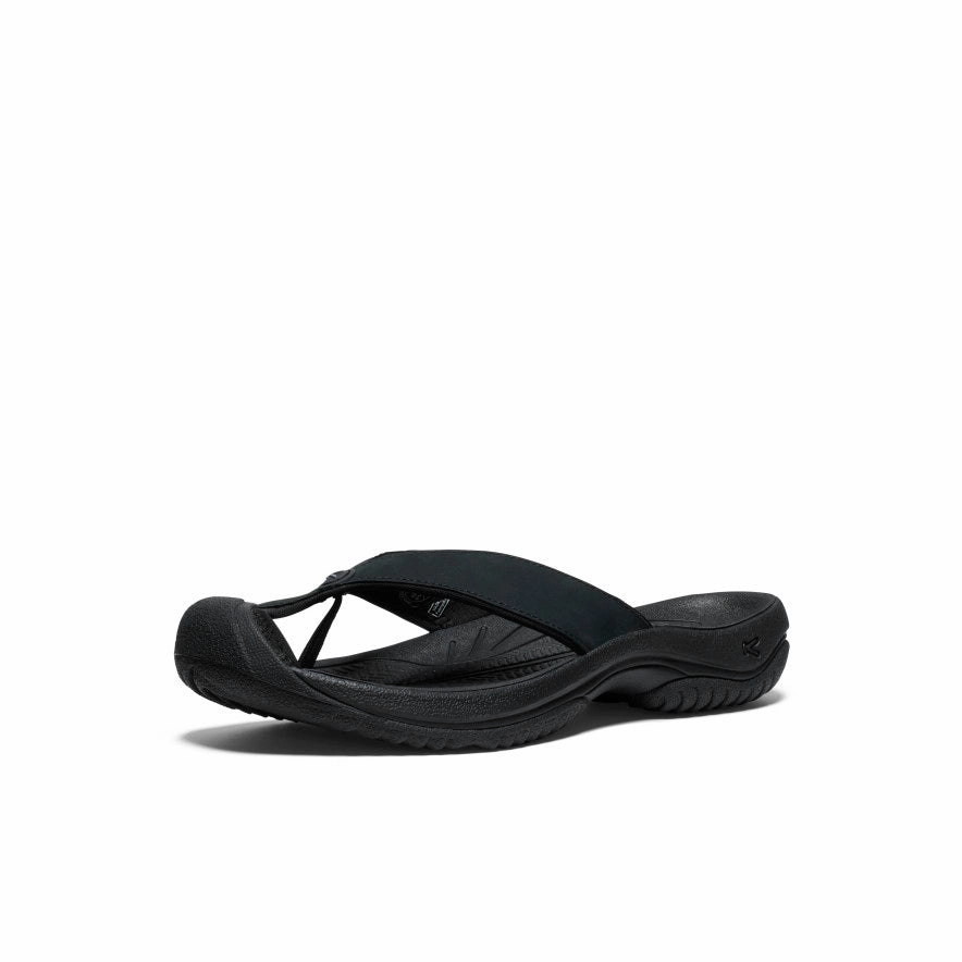 All Day Men's Waimea Leather Flip-Flop  |  Black/Black