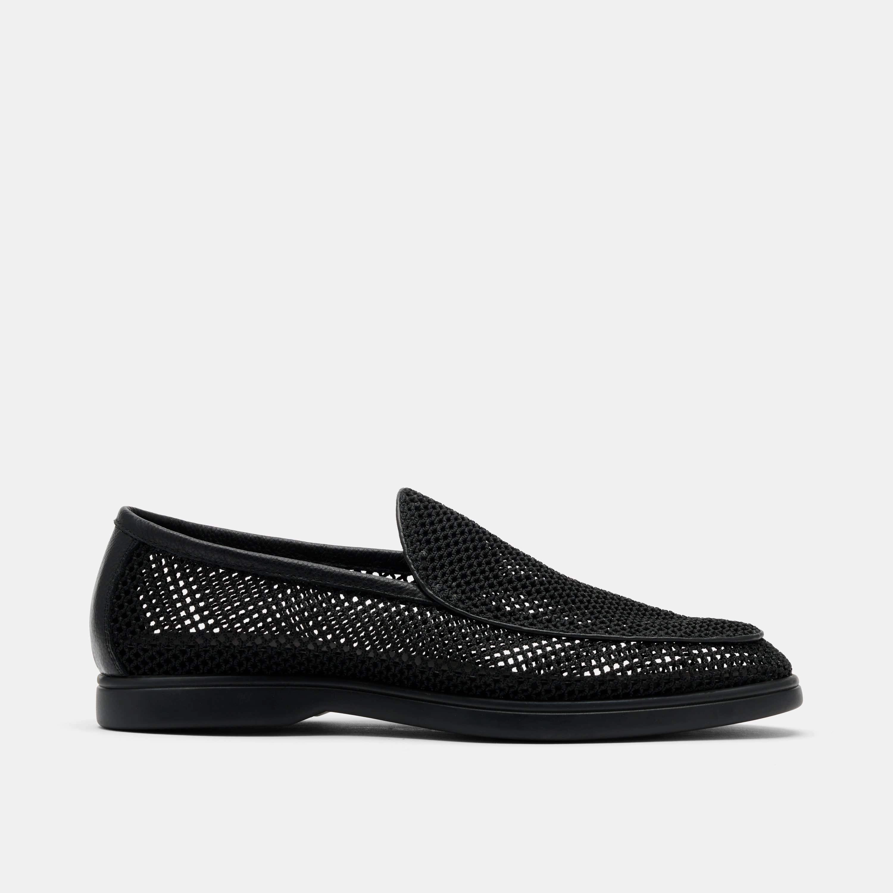 Alessandro Black Mesh Venetian Loafers Bright Accents