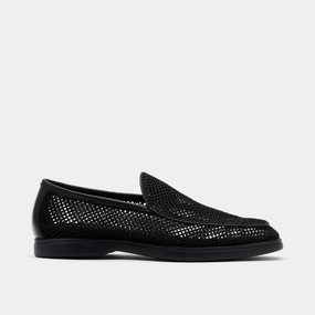 Alessandro Black Mesh Venetian Loafers Bright Accents