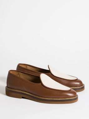 LEX GRAINED BROWN AND CREAM Timeless Comfort Cushioned heel