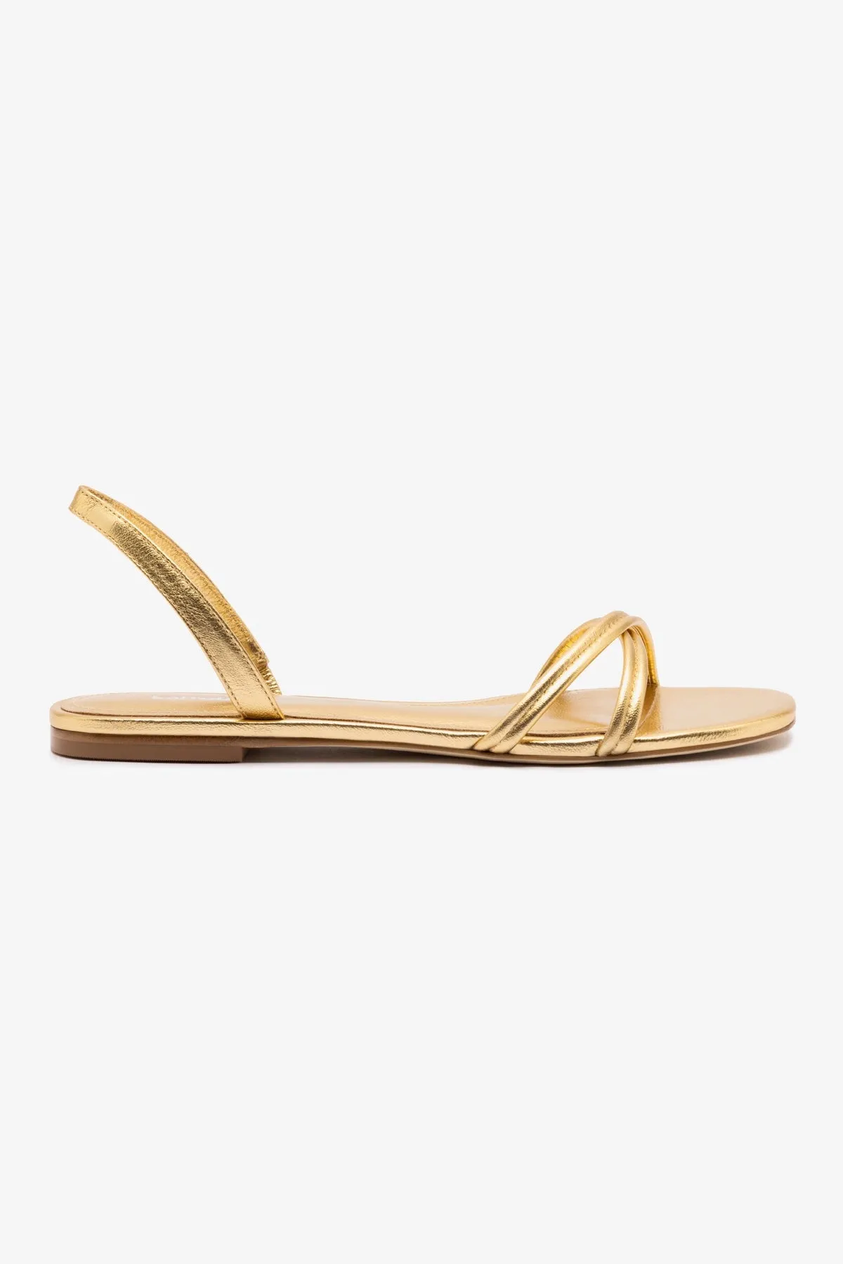 Pointed Toe Design Annie Flat In Gold Metallic Leather