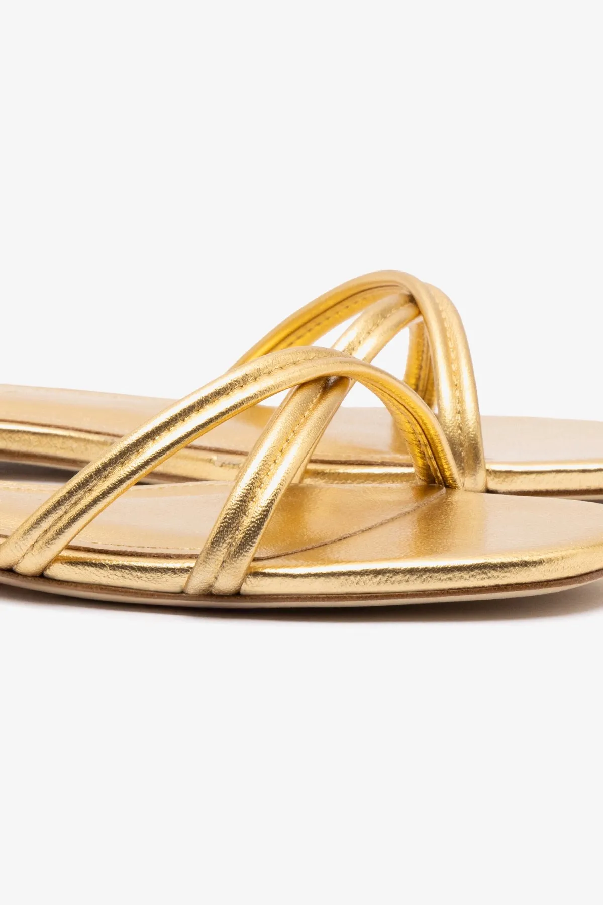 Annie Flat In Gold Metallic Leather On-Trend