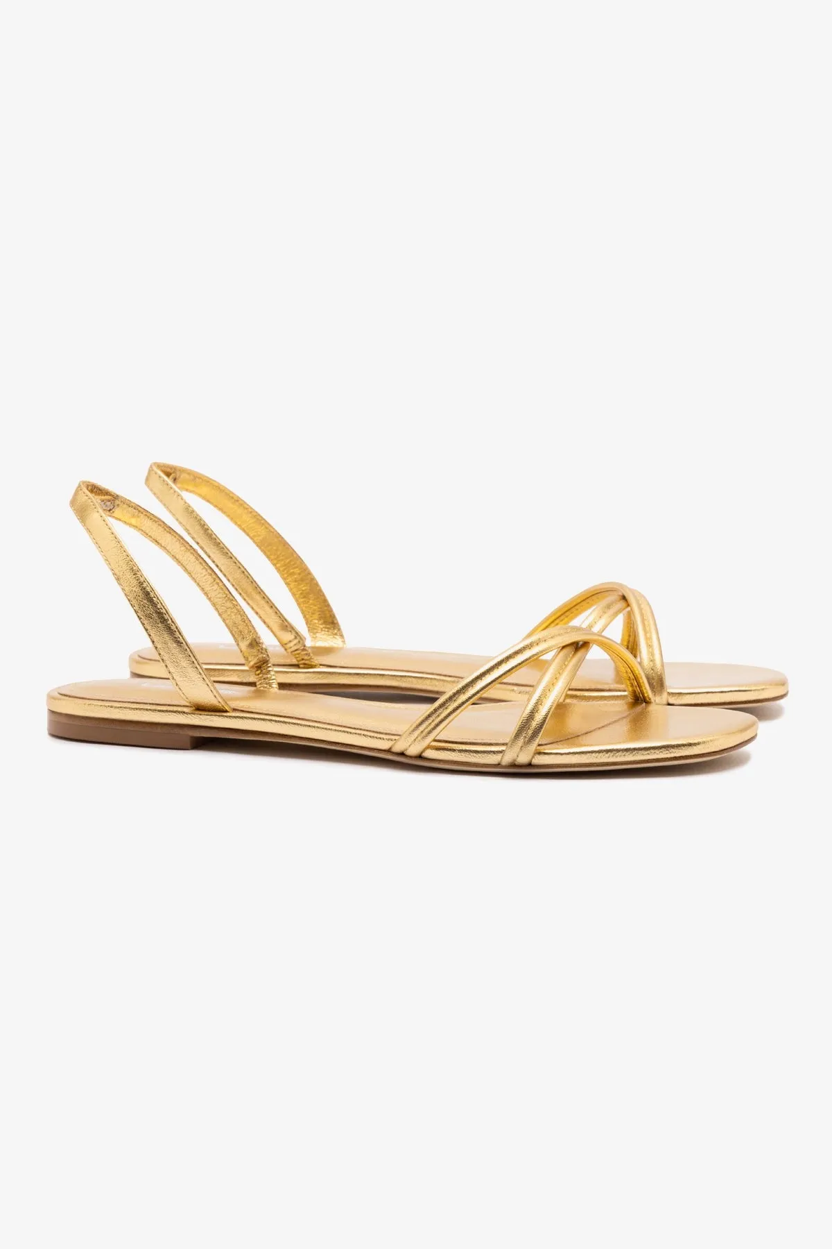Annie Flat In Gold Metallic Leather On-Trend