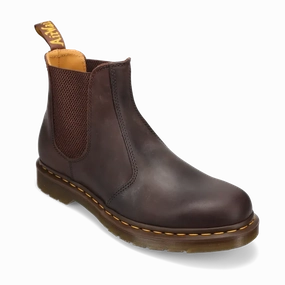 Stylish Look Men's 2976 Yellow Stitch Dark Brown Crazy Horse