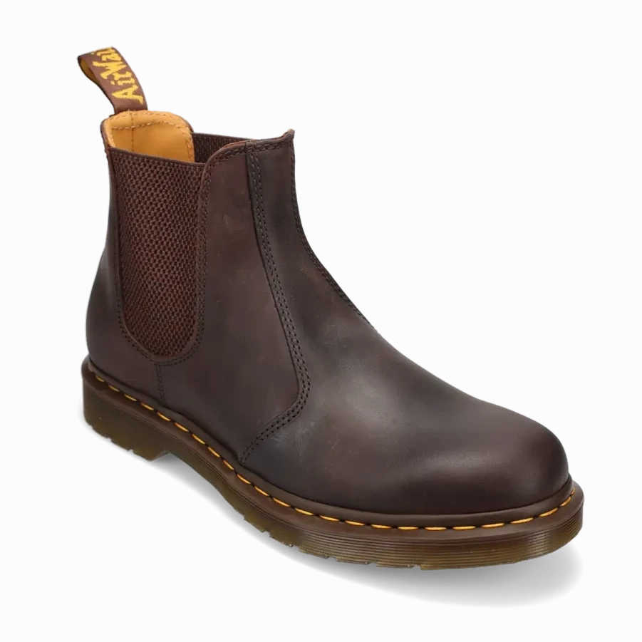 Stylish Look Men's 2976 Yellow Stitch Dark Brown Crazy Horse