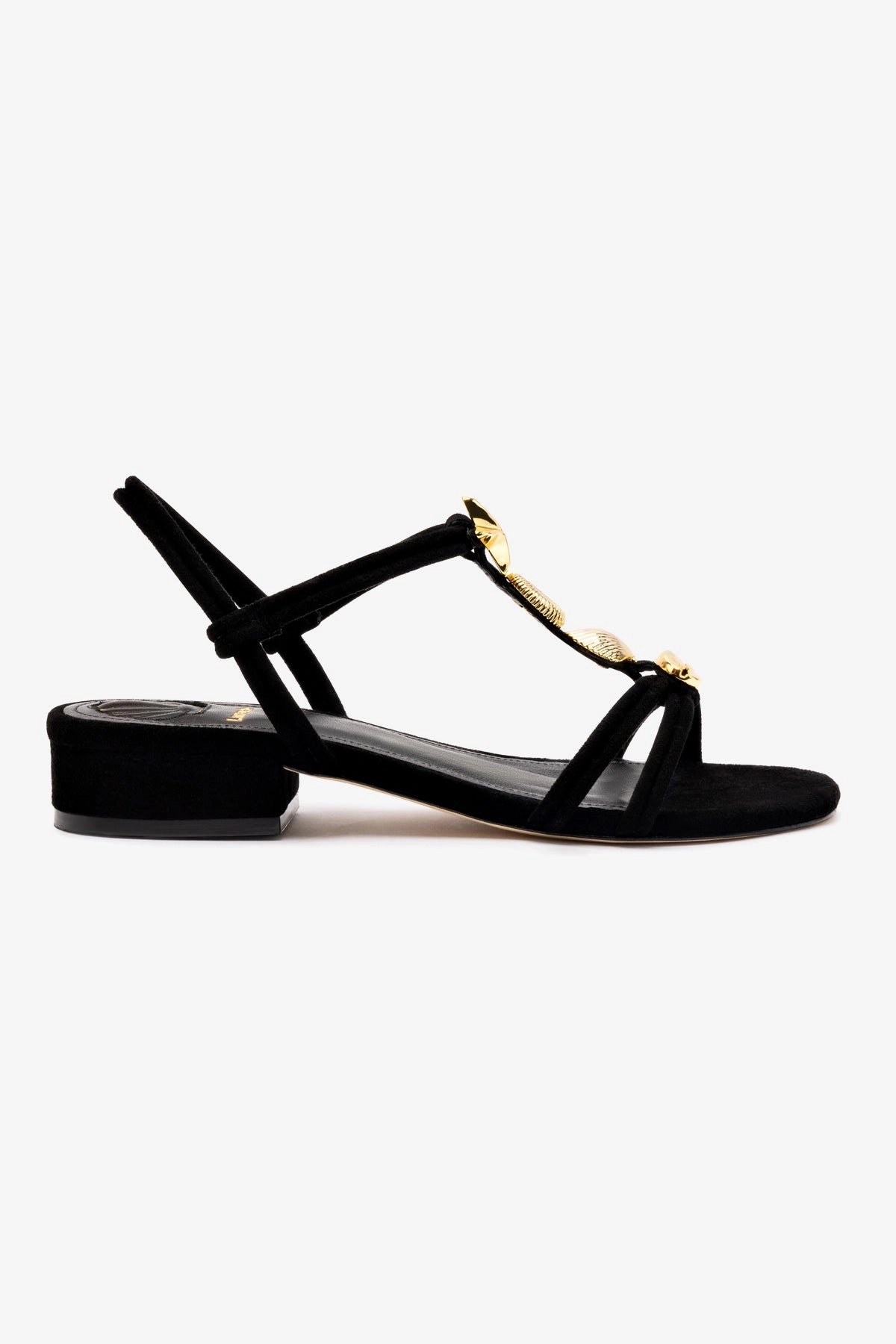 Elegant Cushion Shelly Flat Sandal In Black Suede