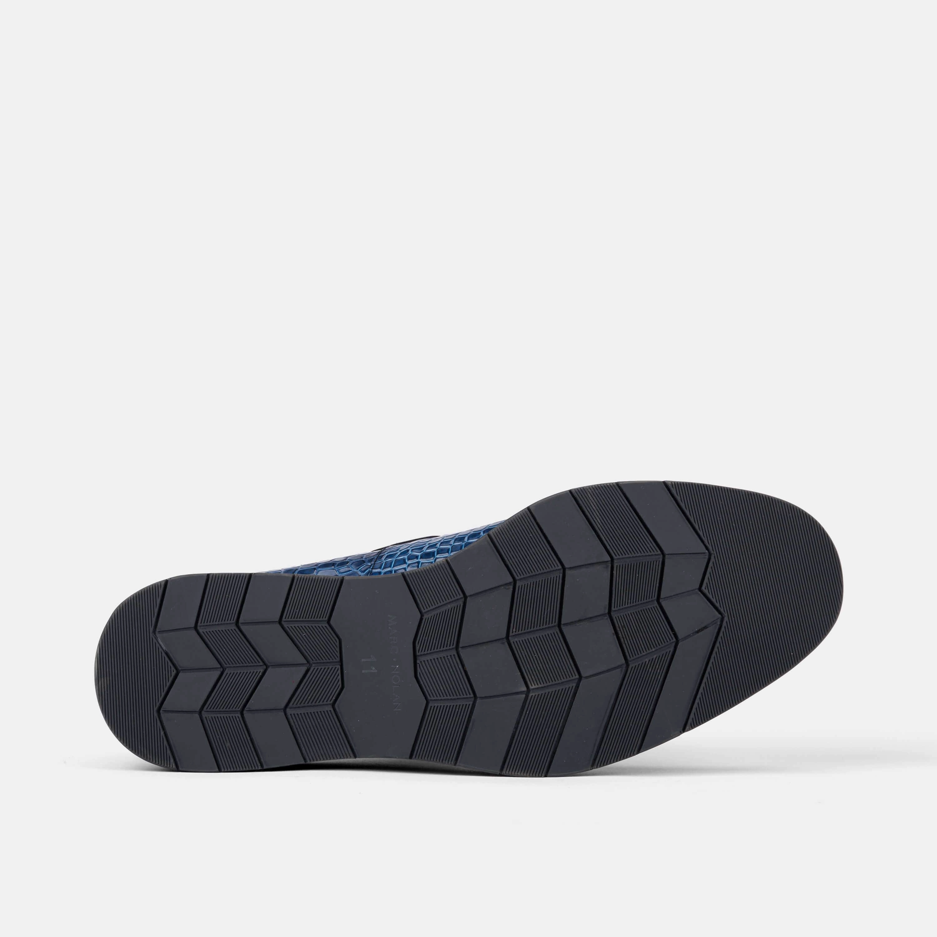 Apollo Blue Crocskin Tassel Loafers Fade-Free