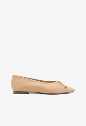 Happy Walk Footwear Fashion Ease Shoes Arissa Beige Leather Ballet Flat