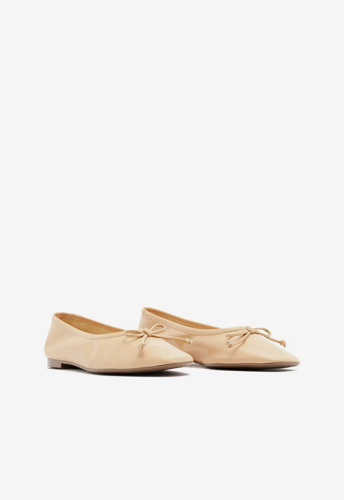 Arissa Beige Leather Ballet Flat Effortless Style